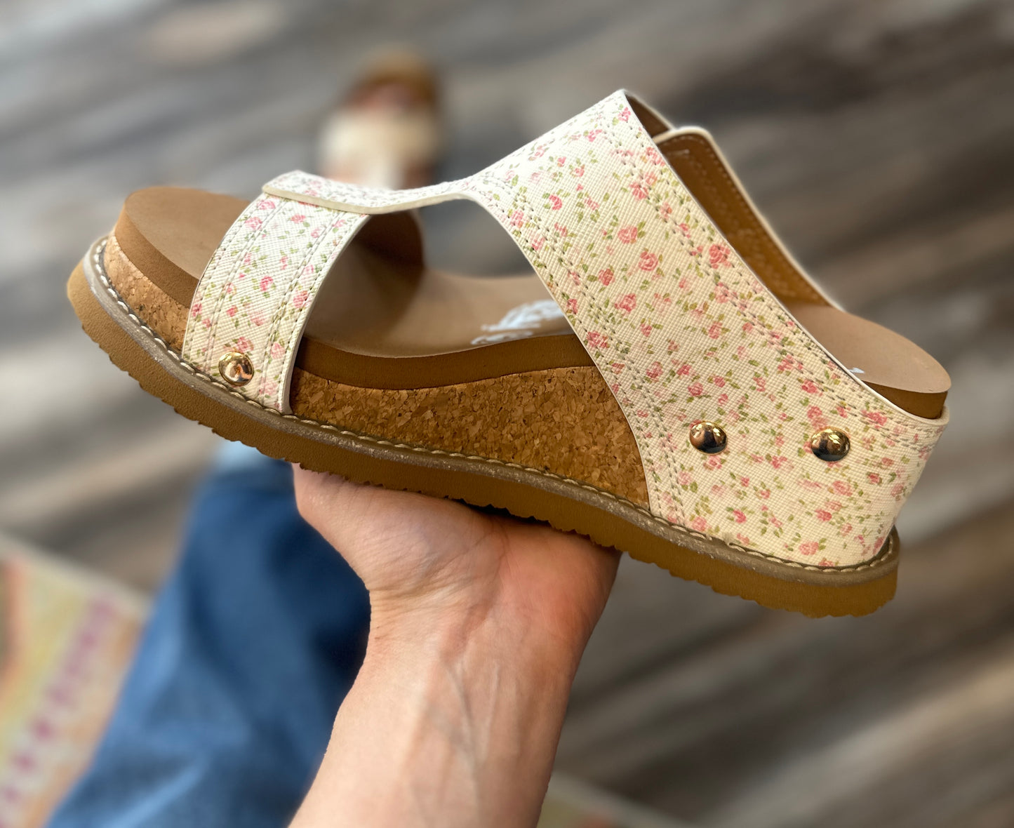 Noah Pink Floral Wedge