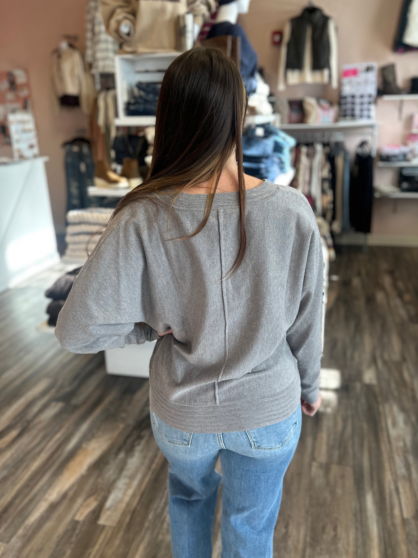 Heather Grey V-Neck Sweater