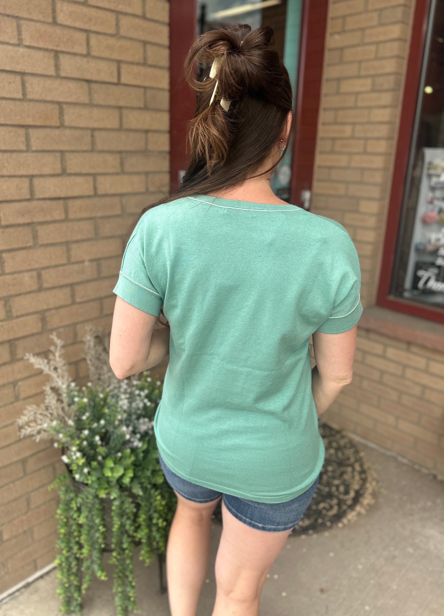 Contrast Stitch Short Sleeve