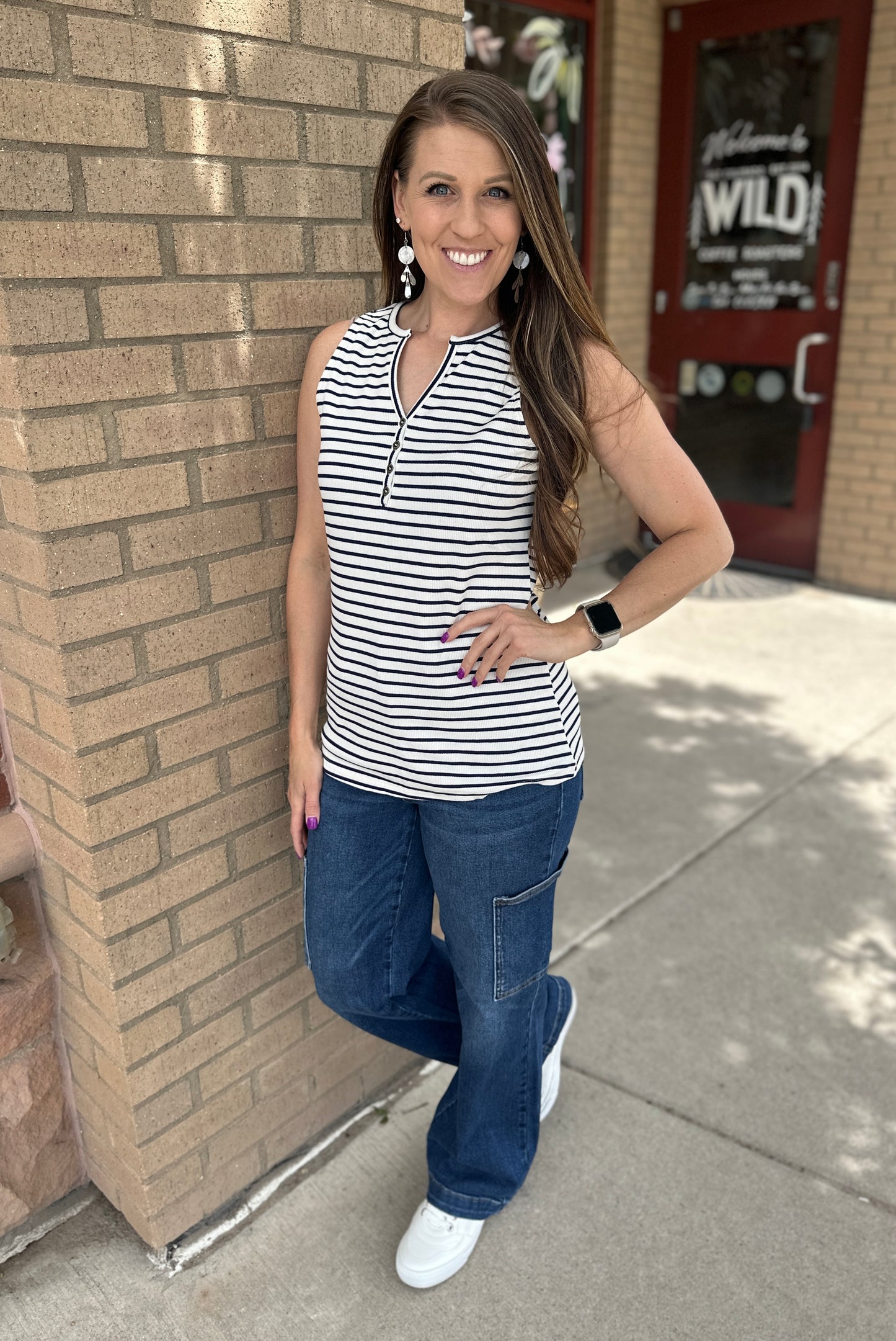 Henley Striped Tank
