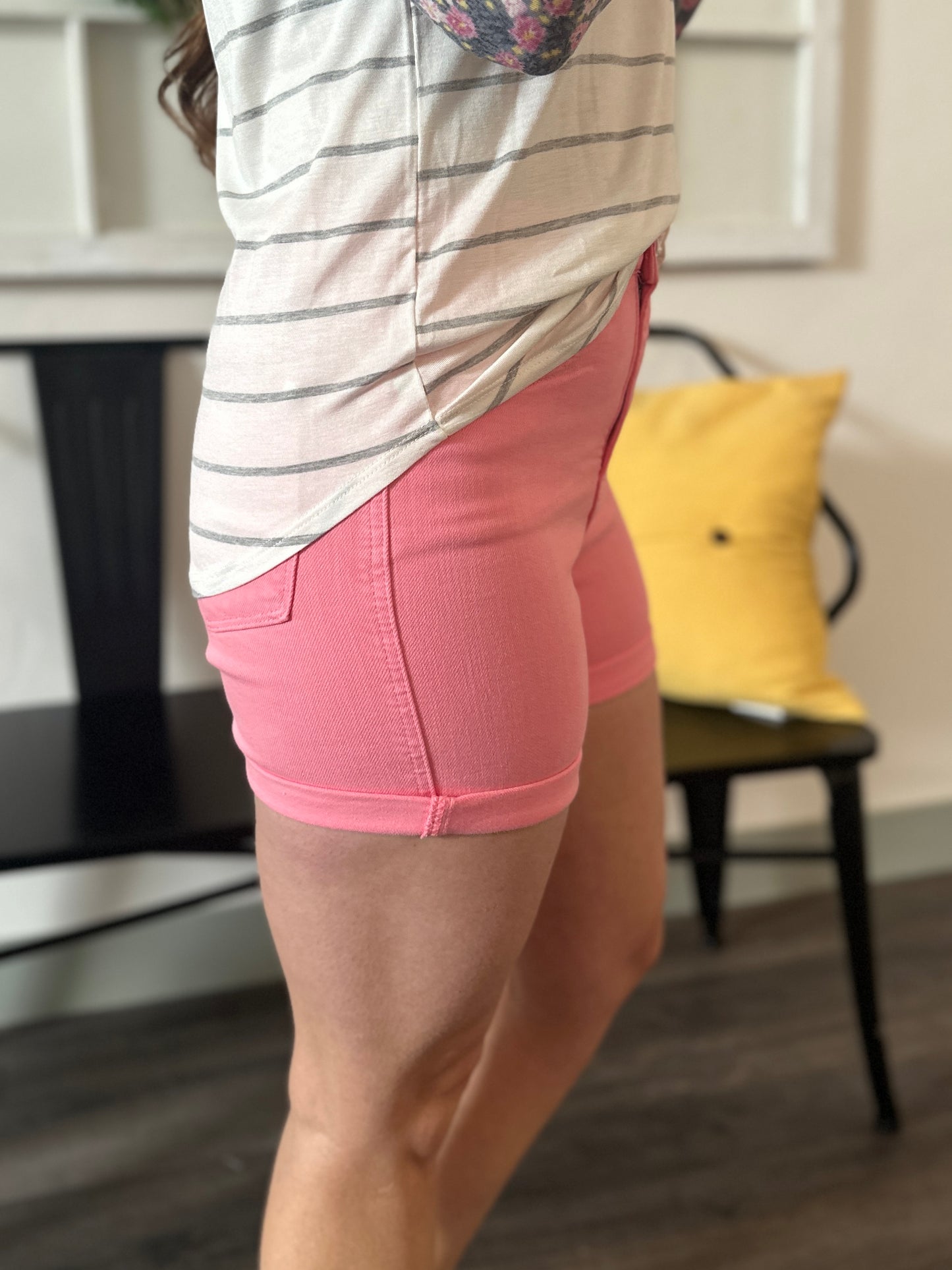 Dyed Pink HW Shorts
