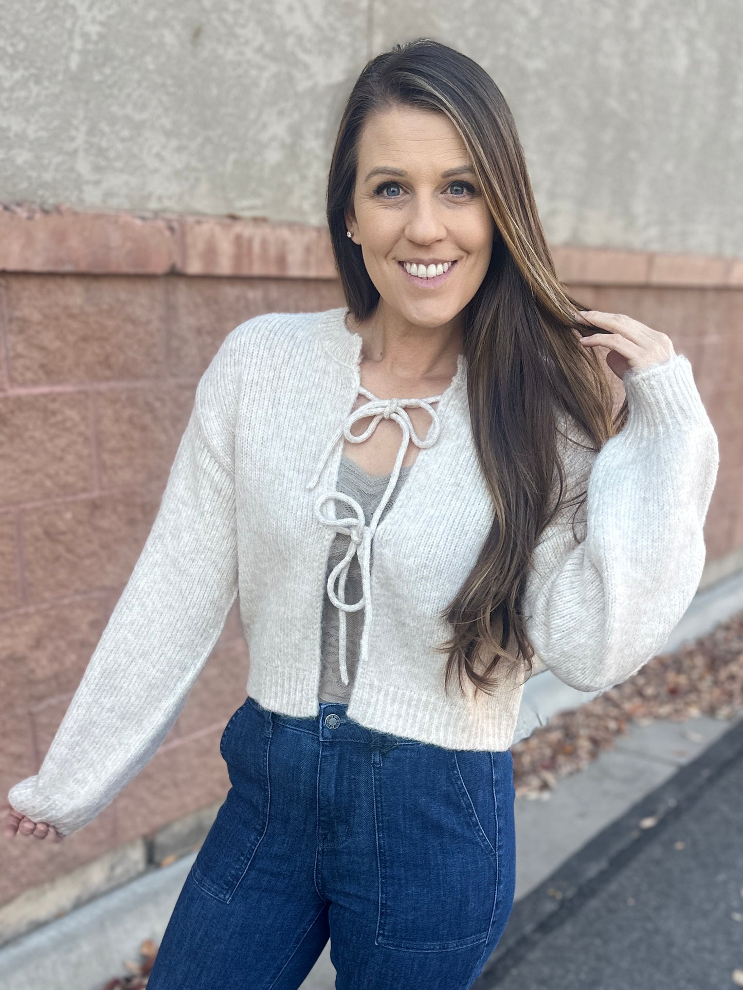 Bow Front Crop Sweater