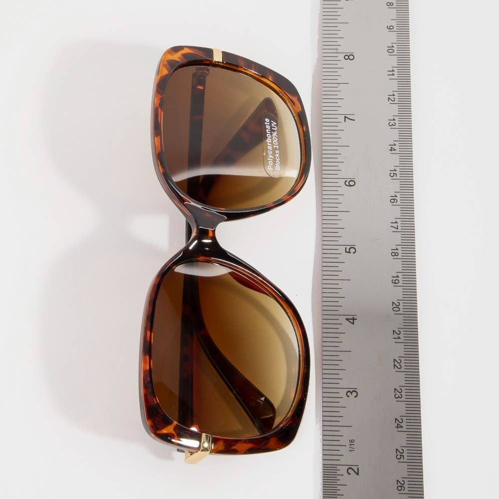 Oversized Square Gold Temple Accent Sunglasses
