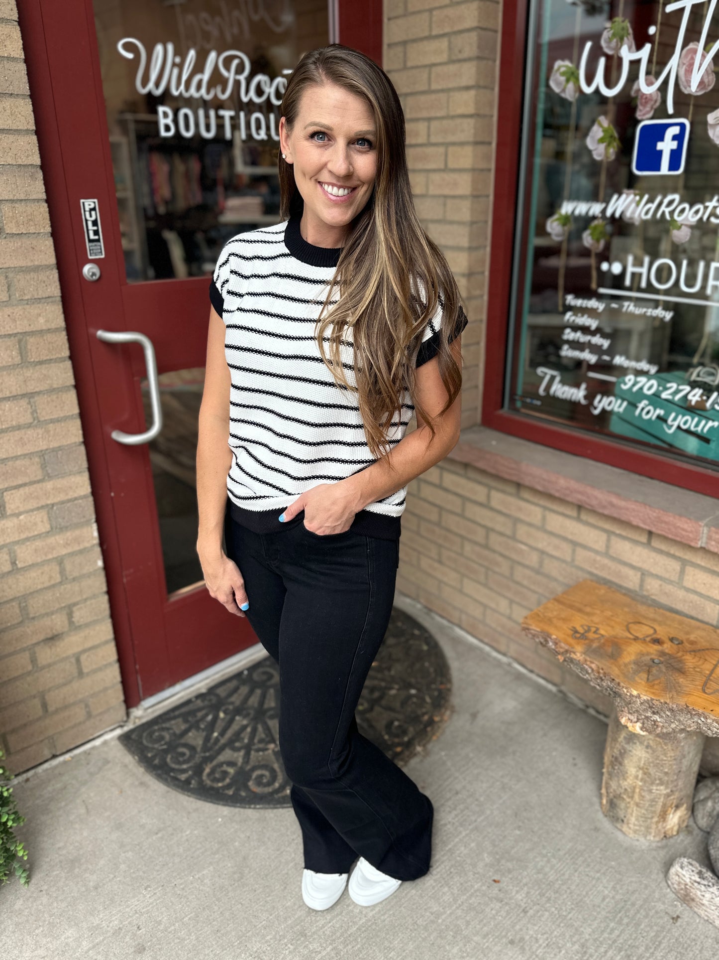 Stripe Knit Short Sleeve