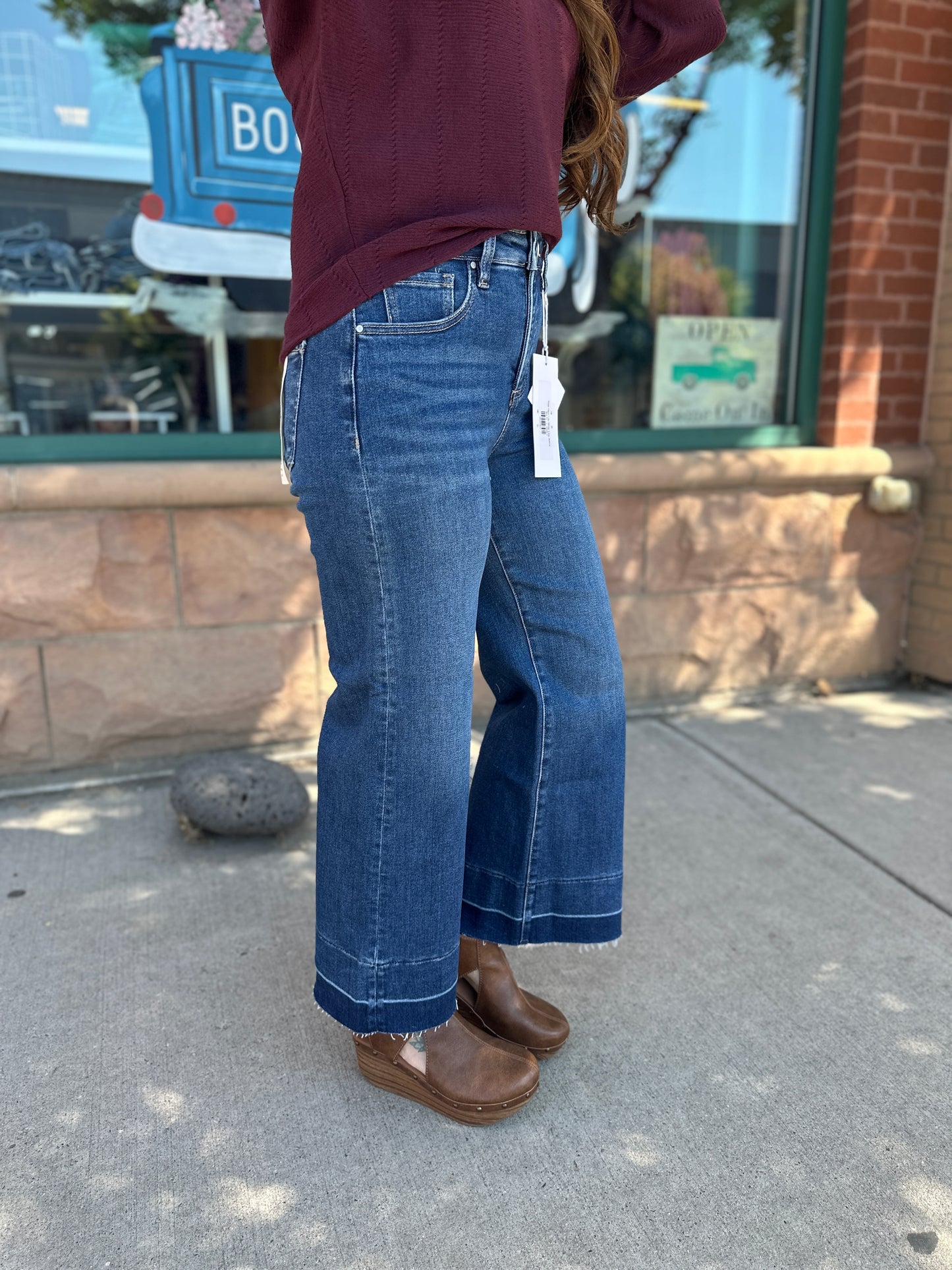 Raw Hem Lily Wide Leg Jeans