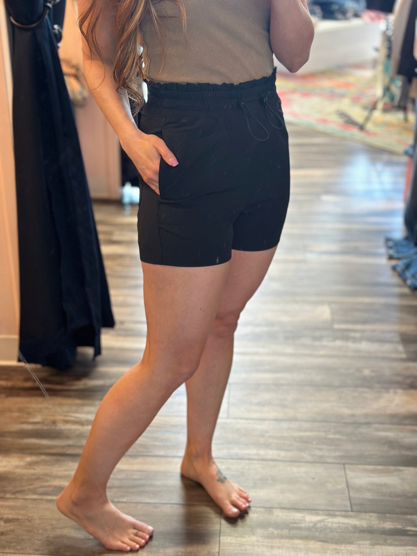 Black Toggle Drawstring Shorts