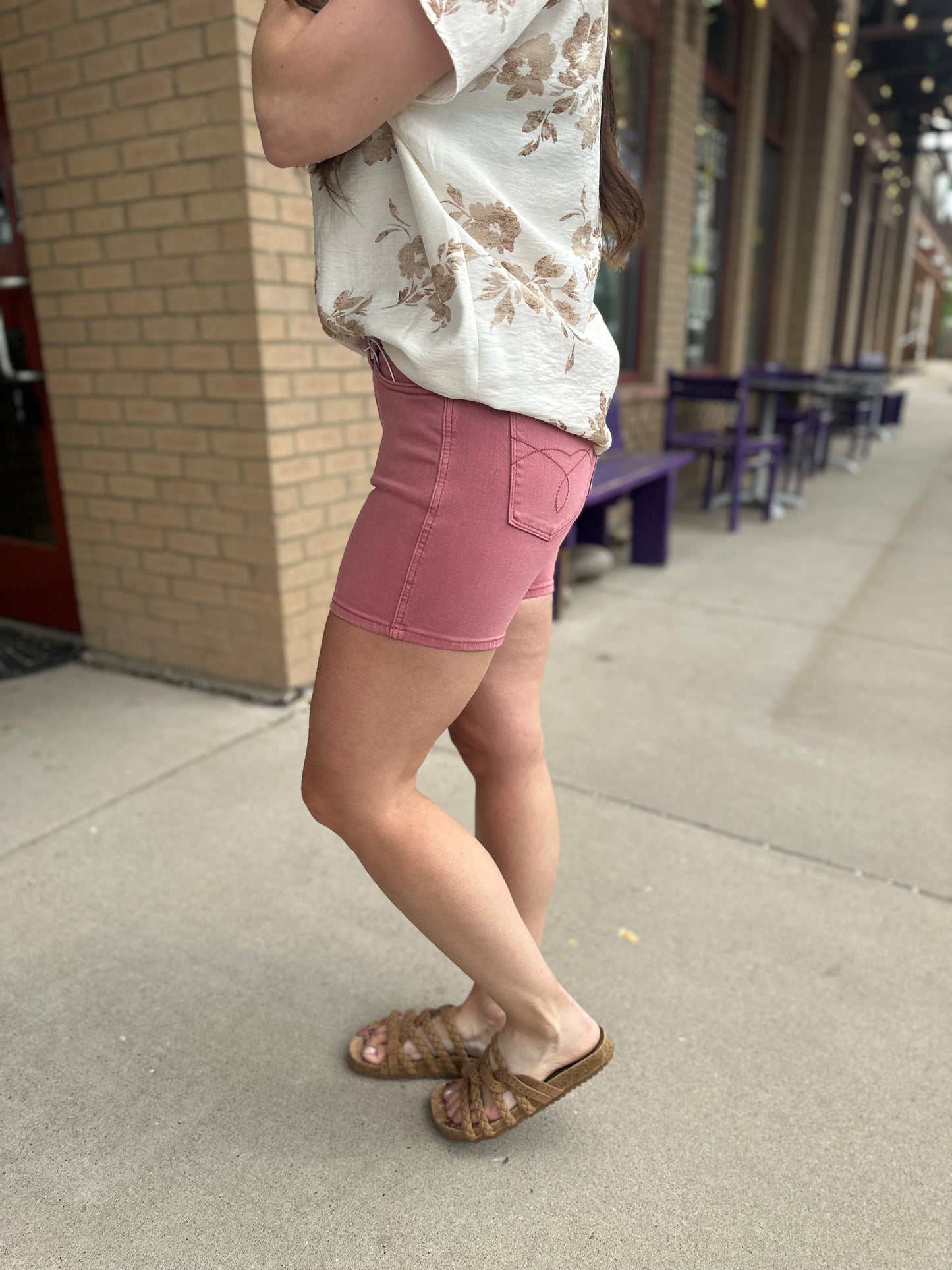 High Waist Rose Shorts