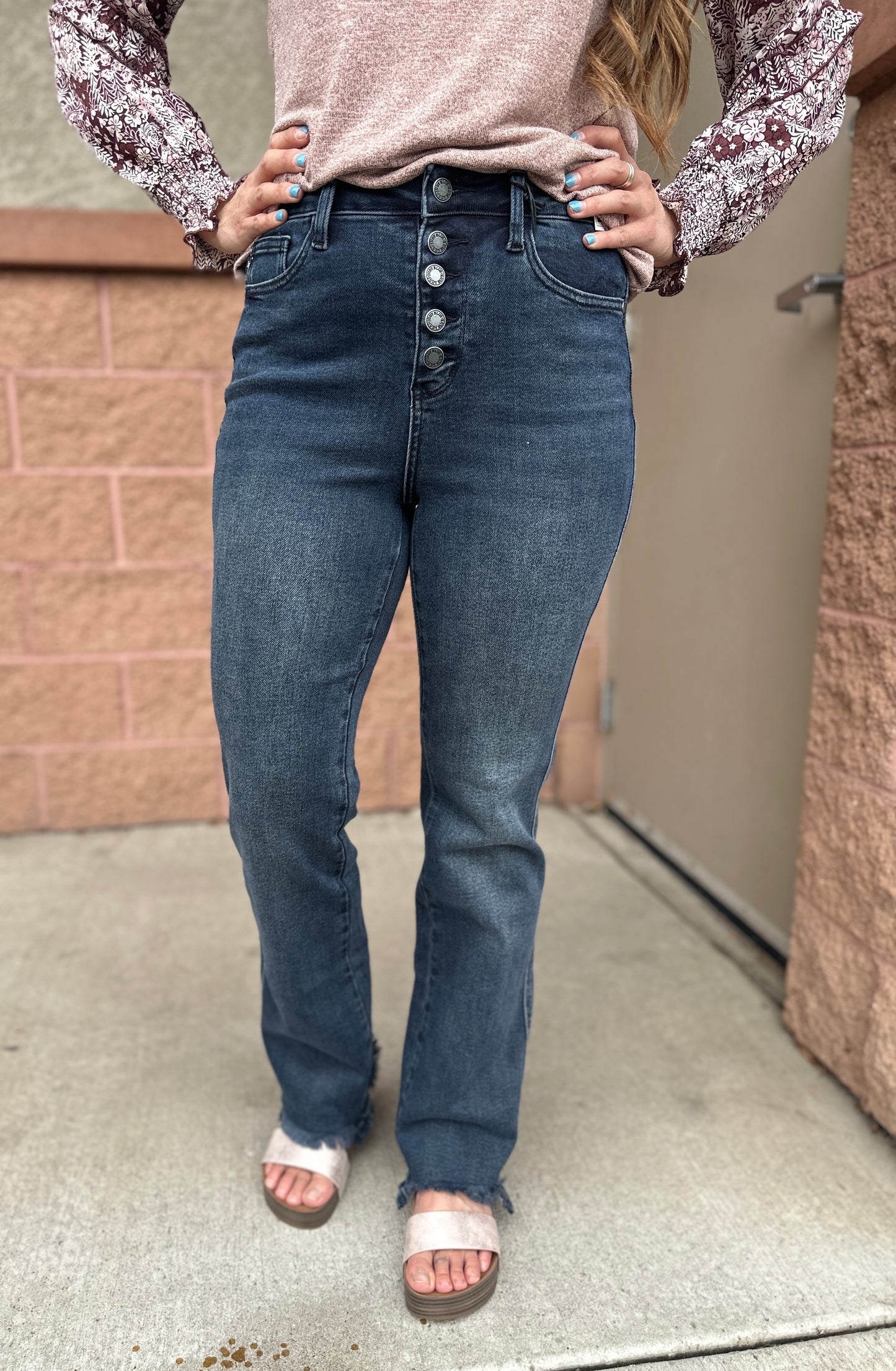 Frayed Caroline Straight Leg Jeans
