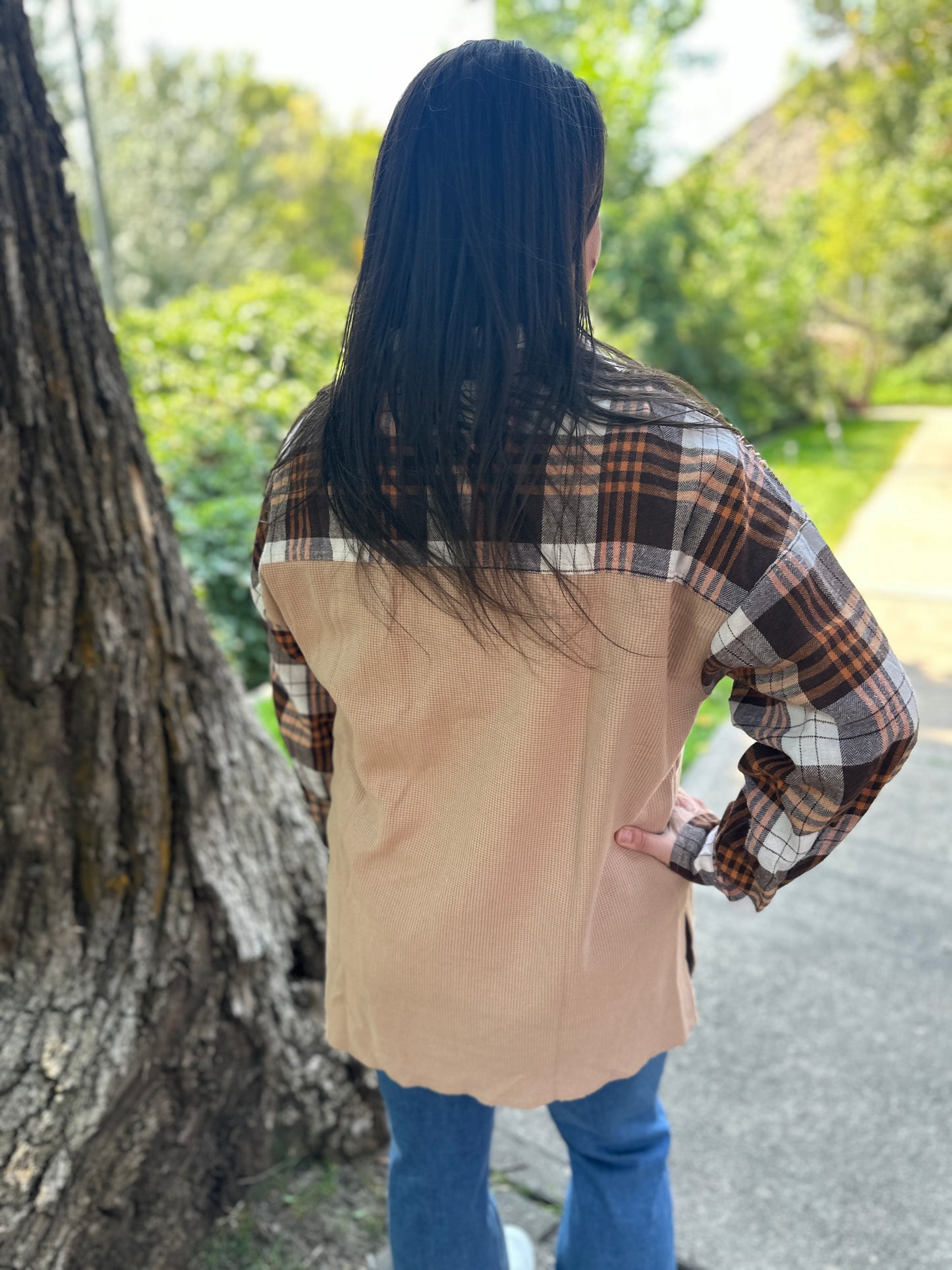 Thermal Knit Plaid Shacket