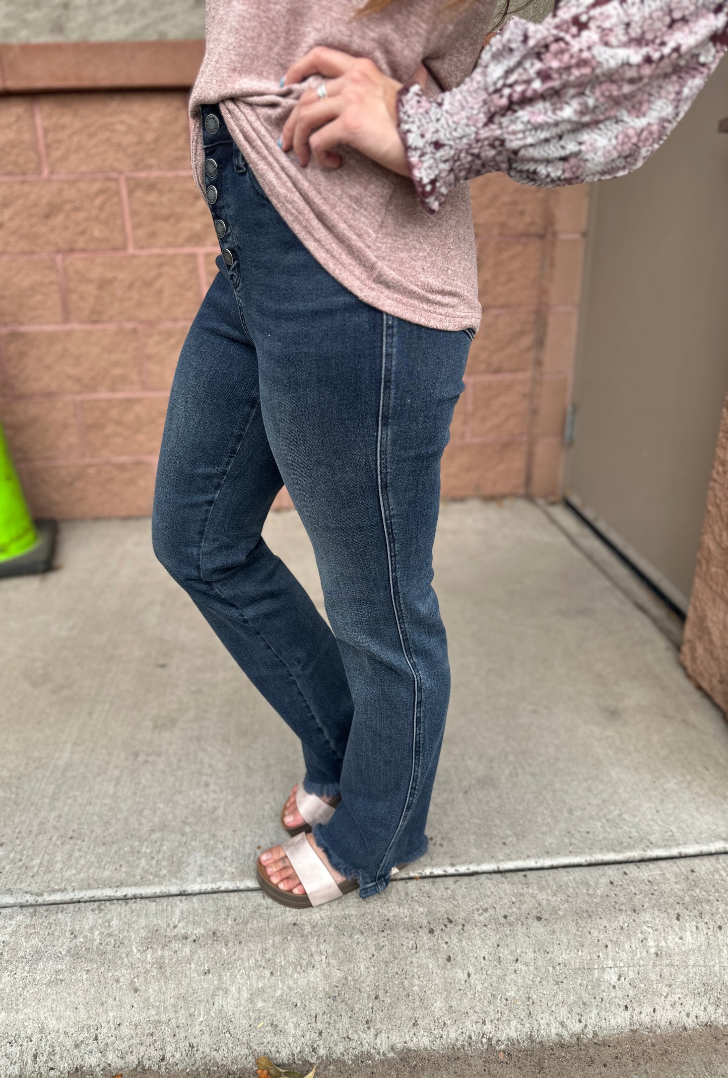 Frayed Caroline Straight Leg Jeans