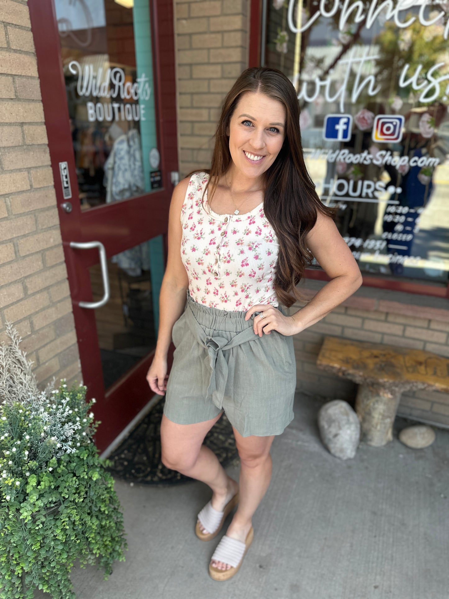 Ribbed Floral Tank