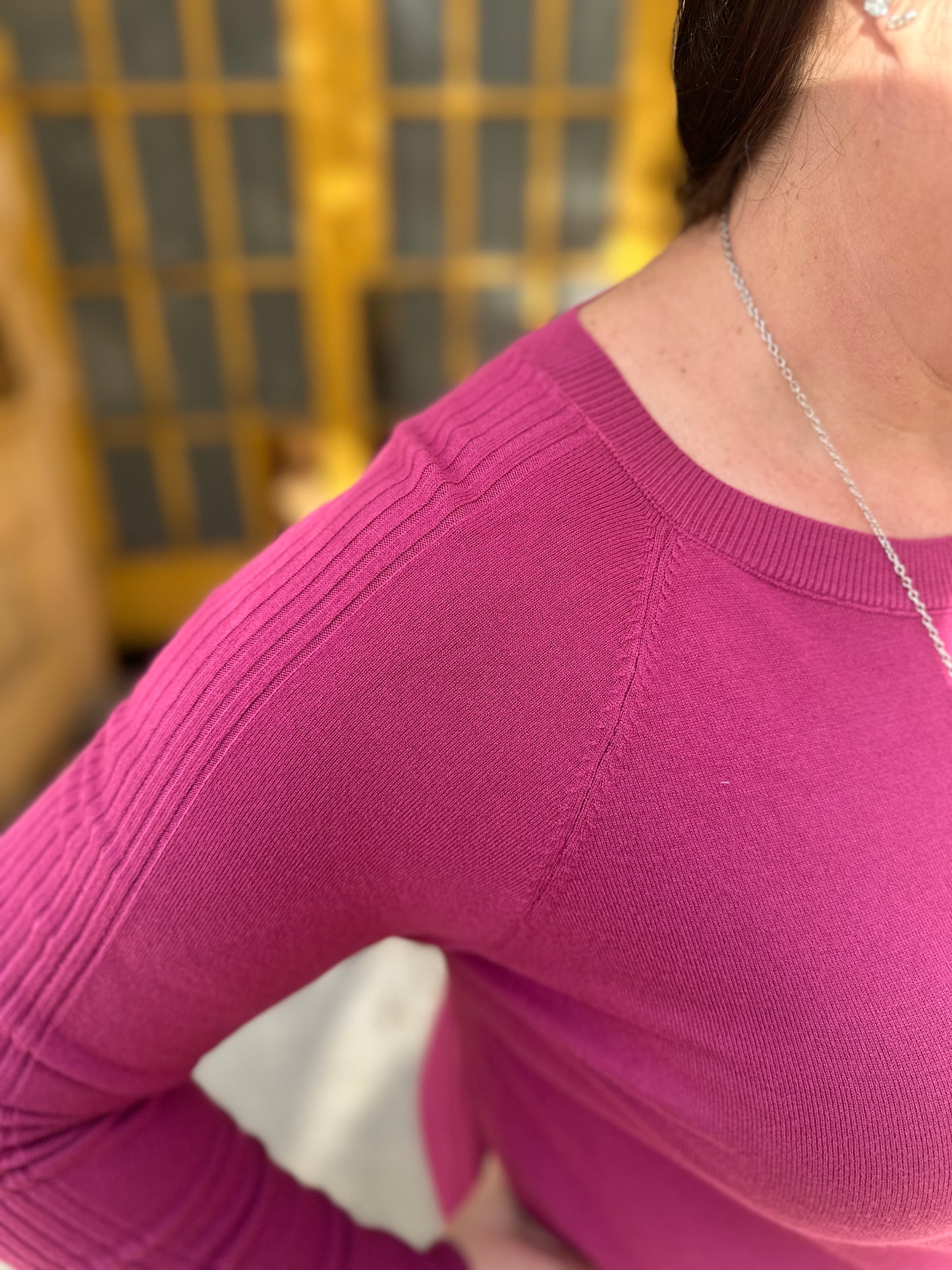 Magenta Ribbed Long Sleeve