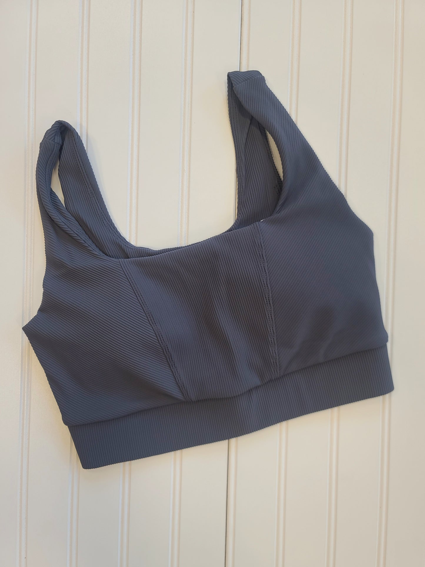 Nylon Rib Square Neck Sports Bra