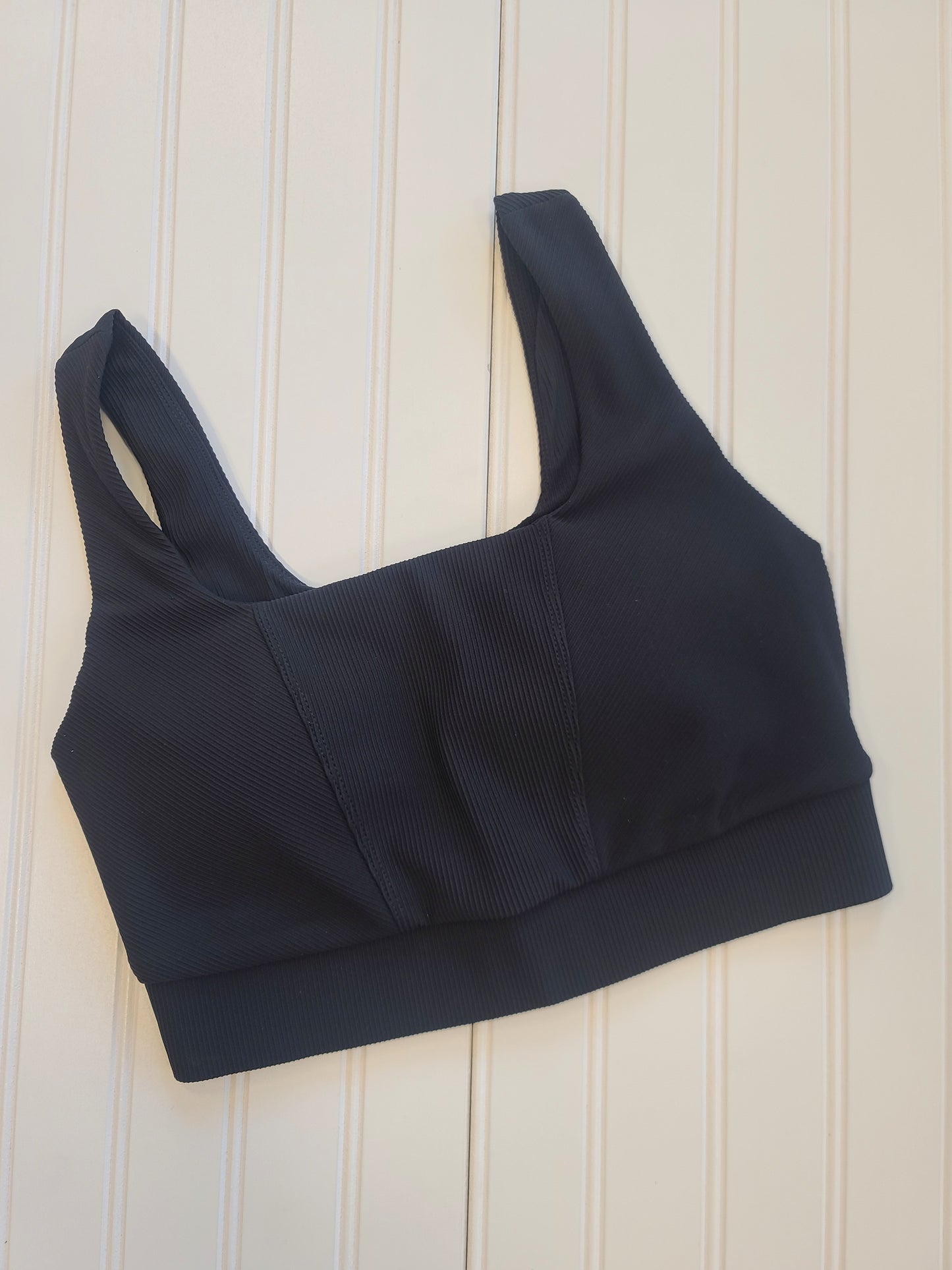 Nylon Rib Square Neck Sports Bra