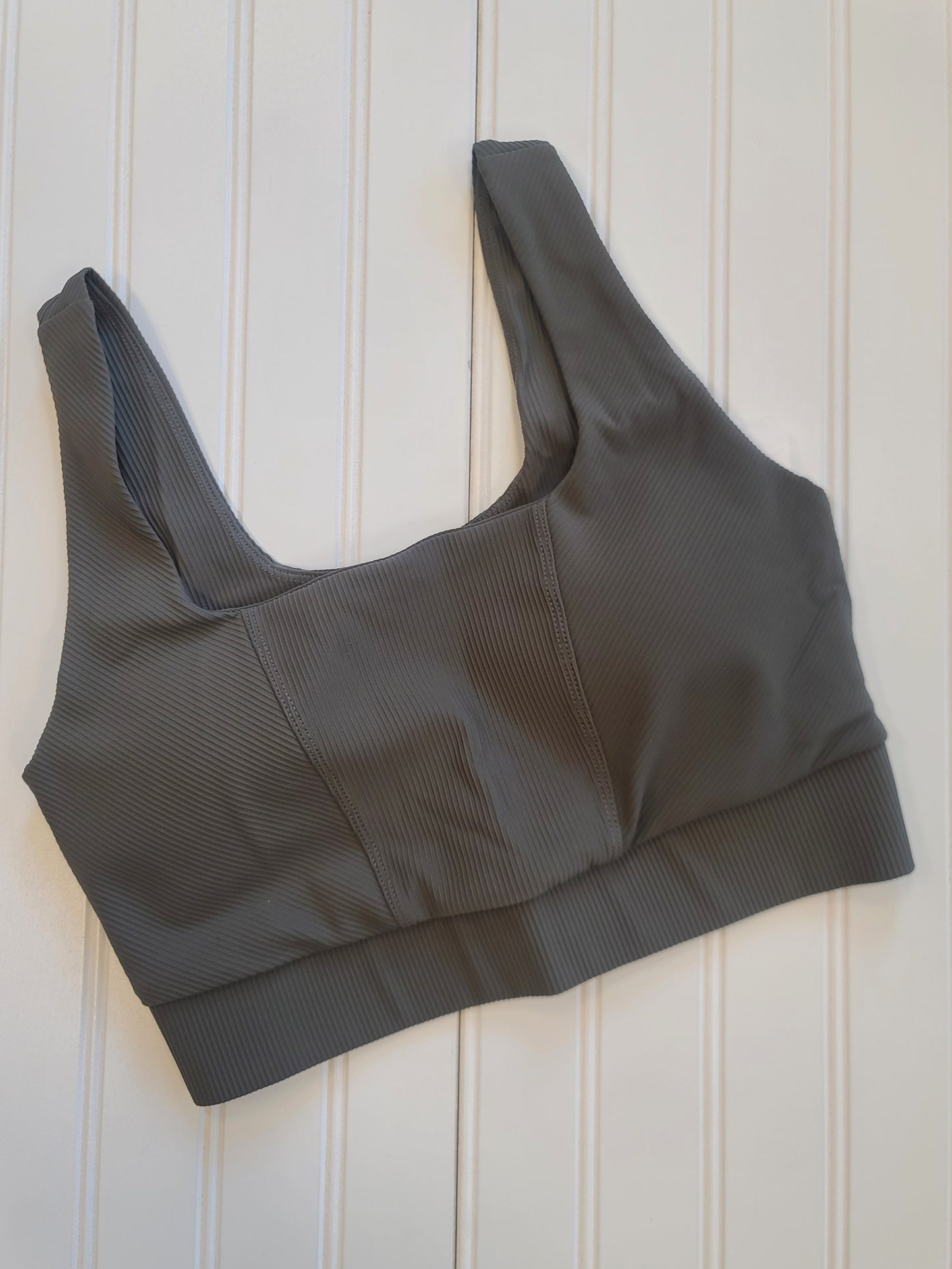 Nylon Rib Square Neck Sports Bra