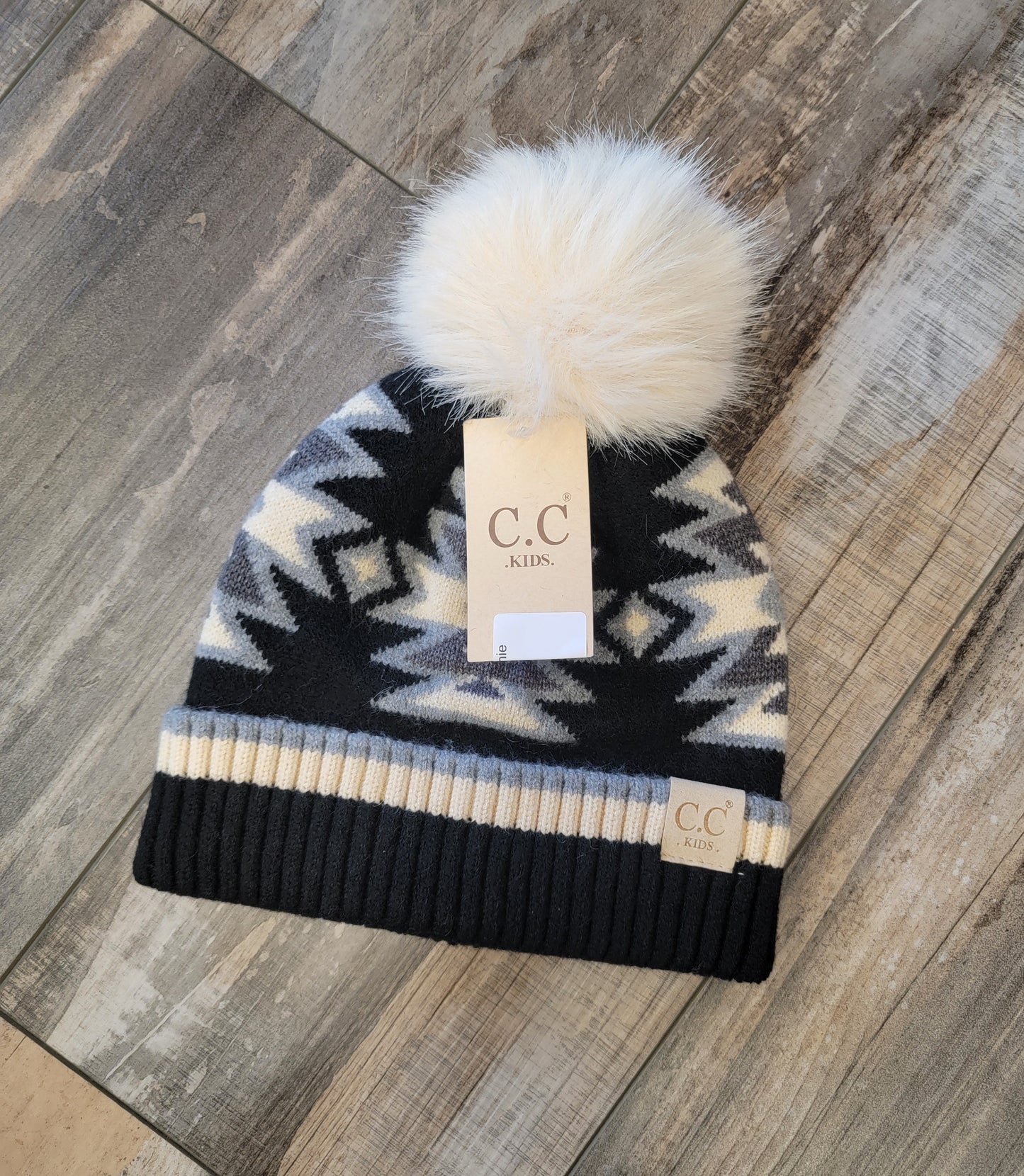 Kids Southwest Pattern Pom Beanie