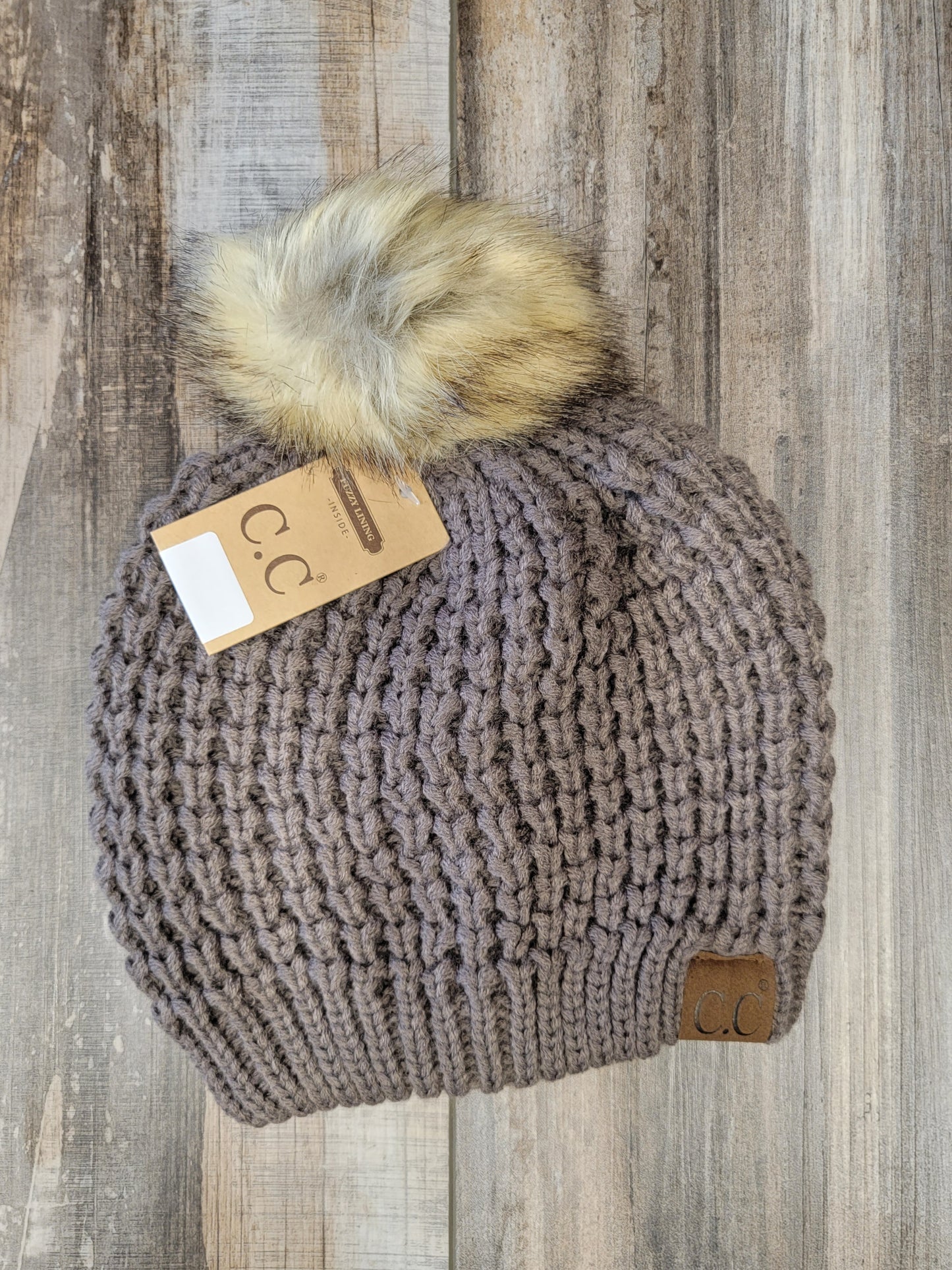 Waffle Stitch Pom Beanie
