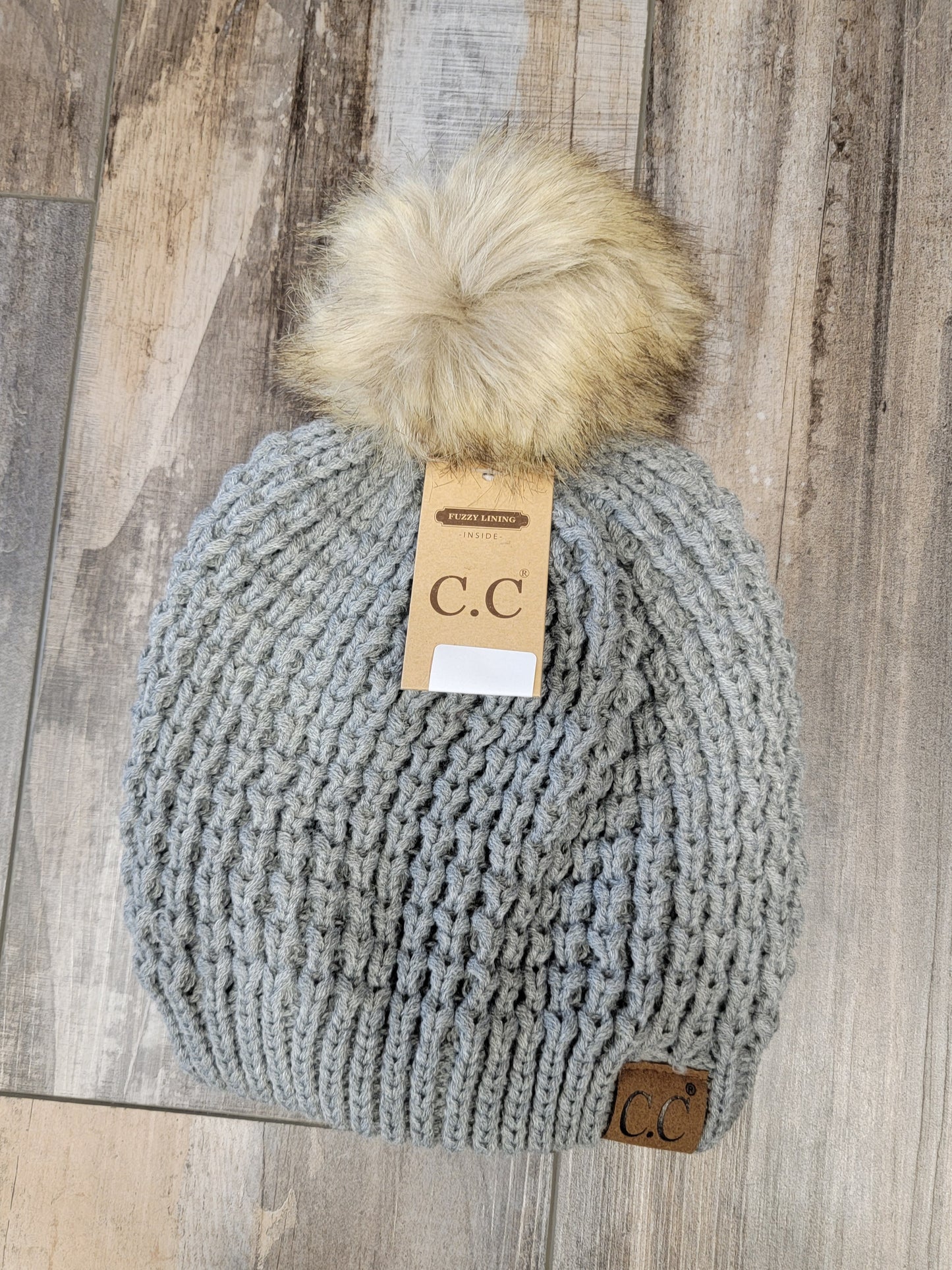 Waffle Stitch Pom Beanie