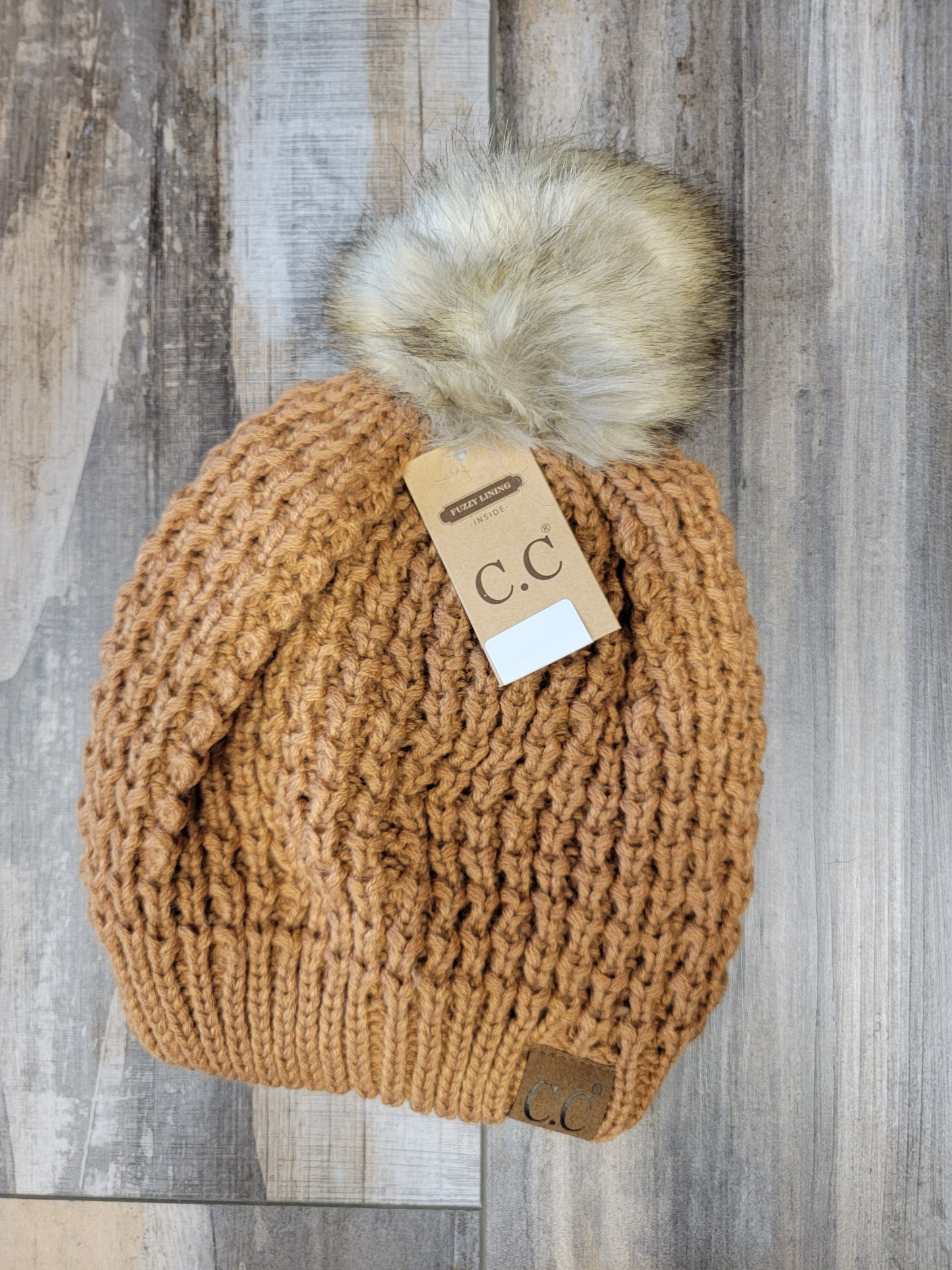 Waffle Stitch Pom Beanie
