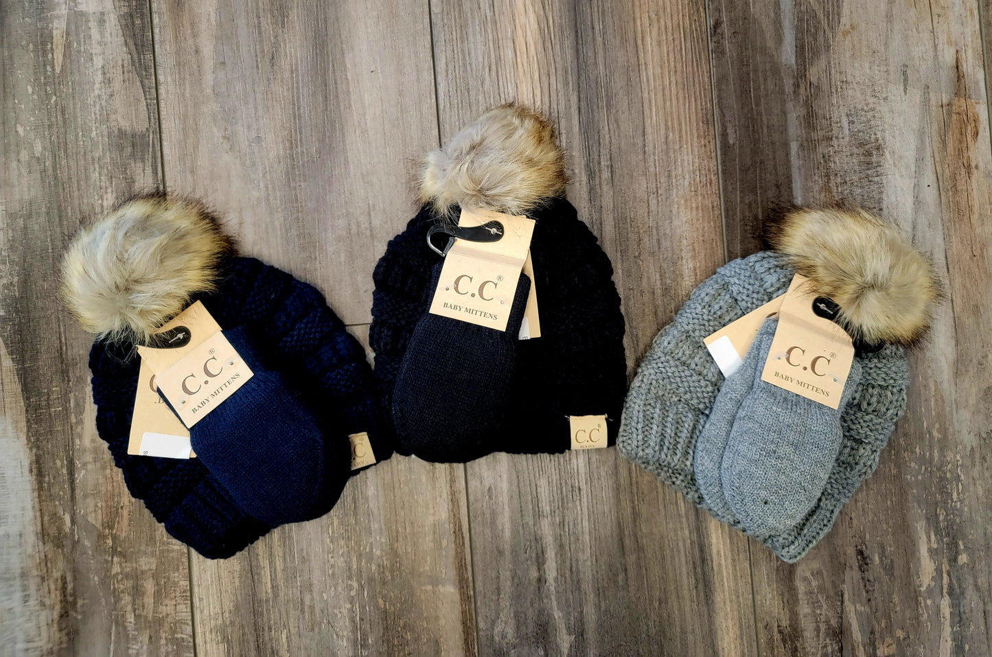 Baby Knit Pom Beanie with Mittens