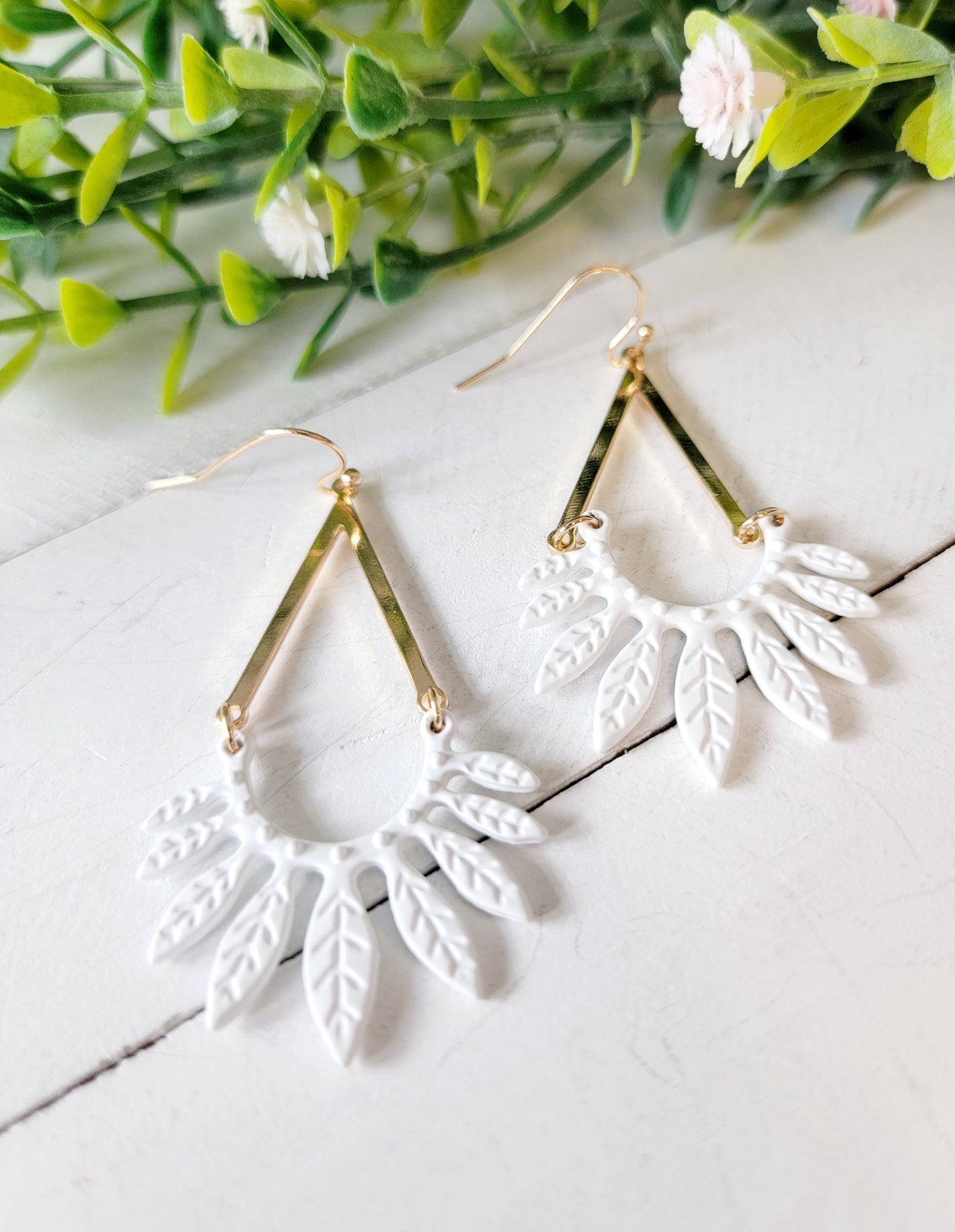 Coated Metal Leaf Drop Earrings