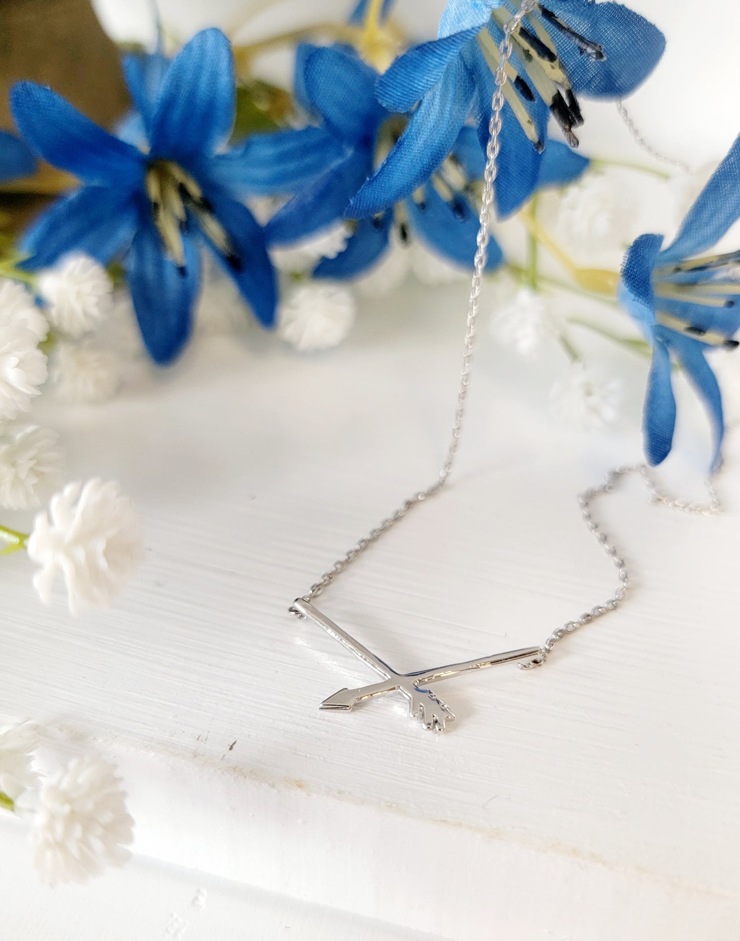 Silver Cross Arrow Necklace