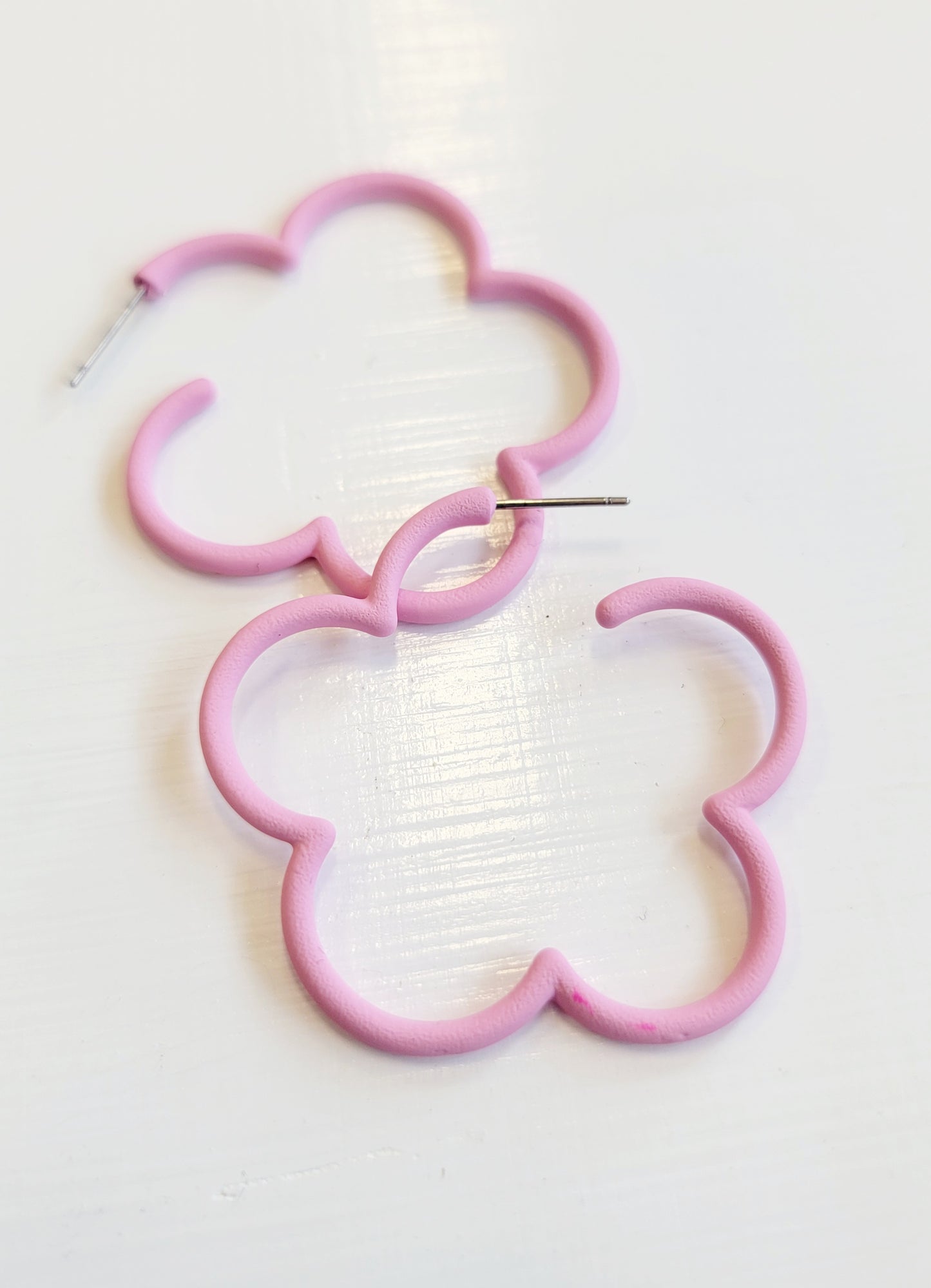 Coated Flower Shaped Hoop Earrings