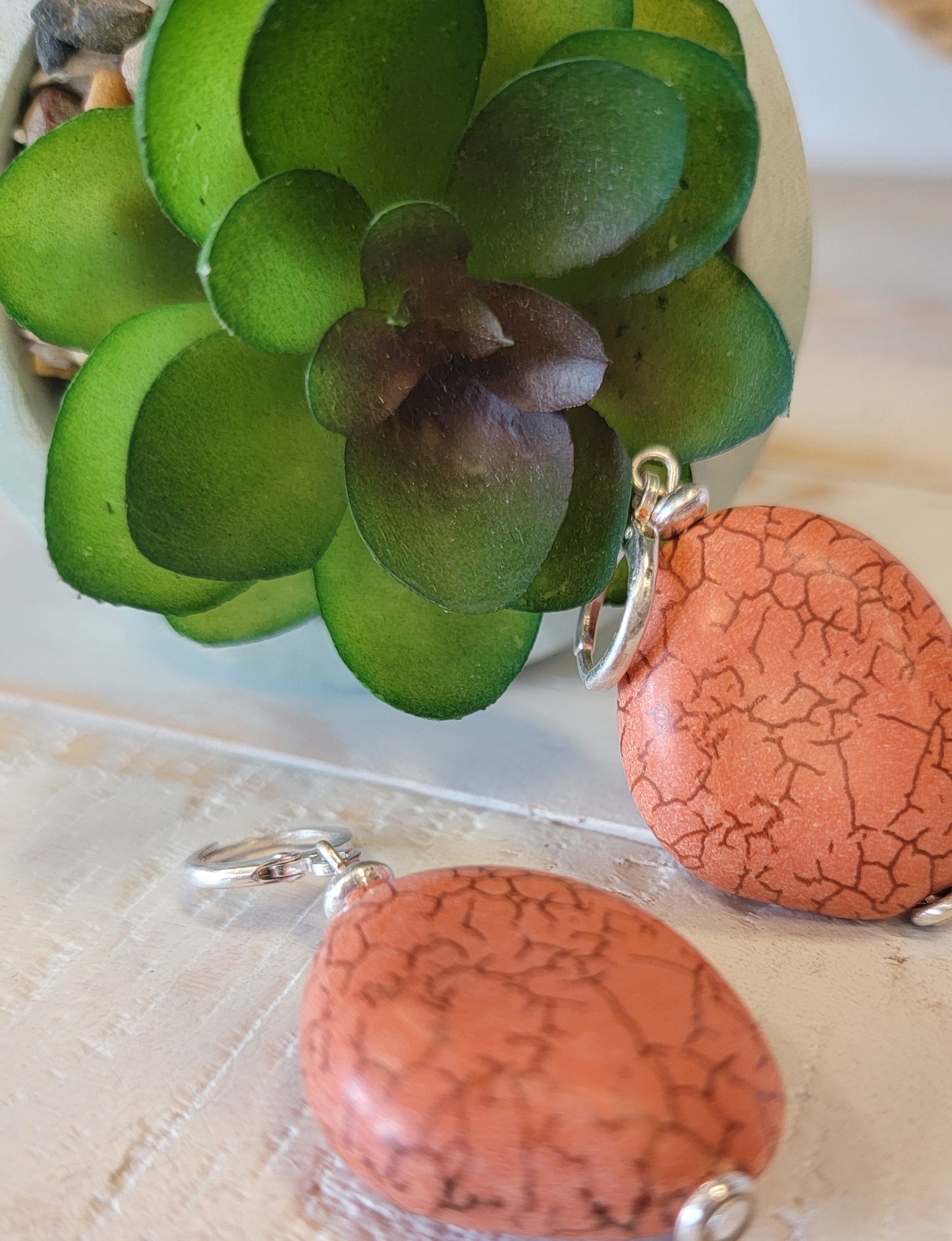 Coral Stone Drop Earring