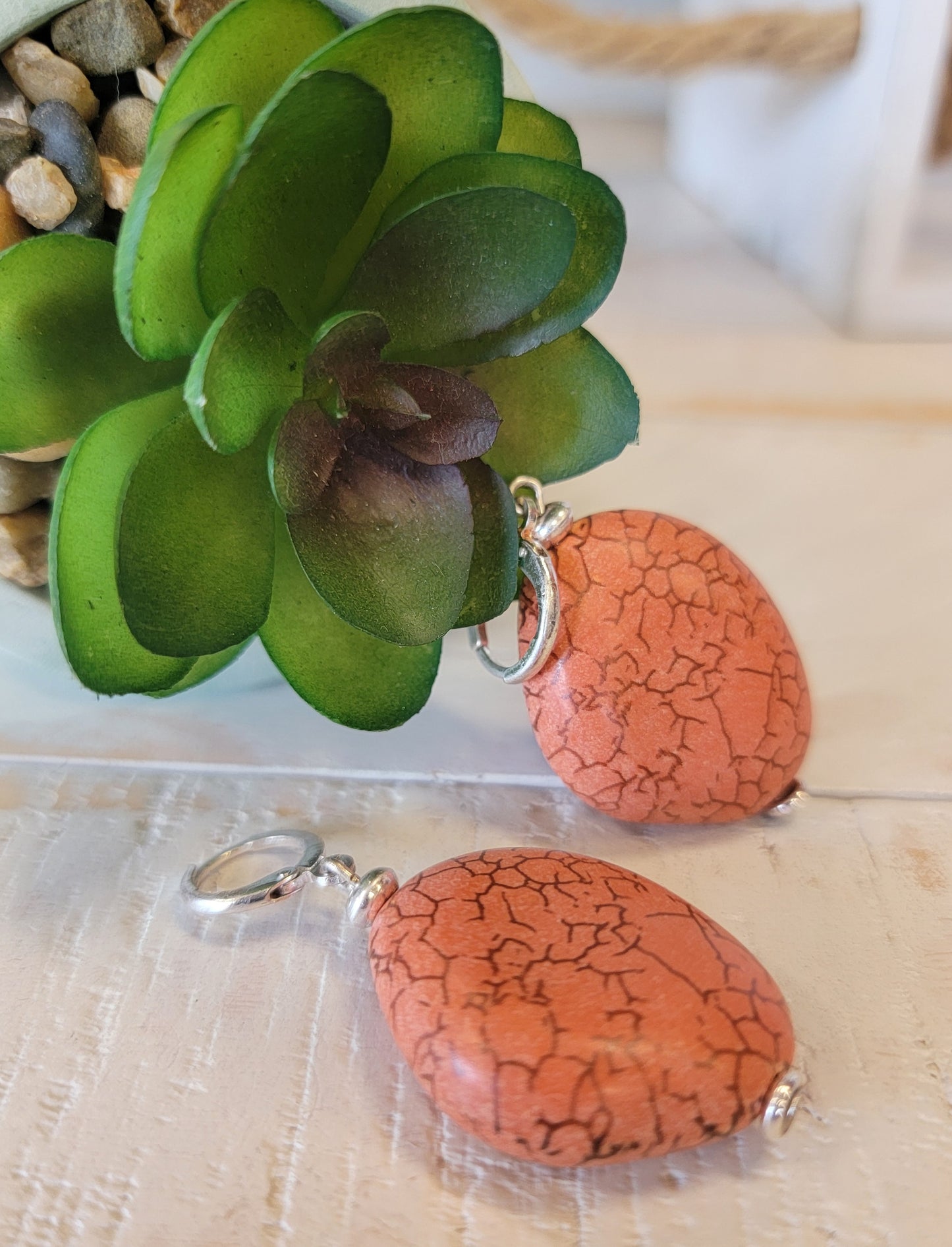 Coral Stone Drop Earring