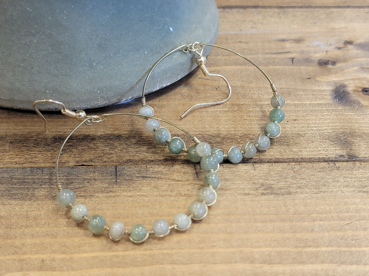Sage Gold Wire Dangle Hoop Earring