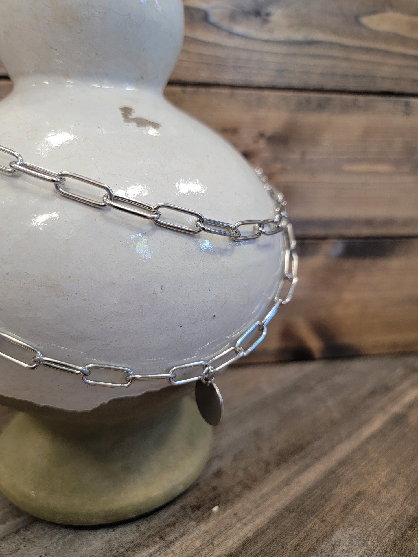 Paperclip Necklace with Circle Charm