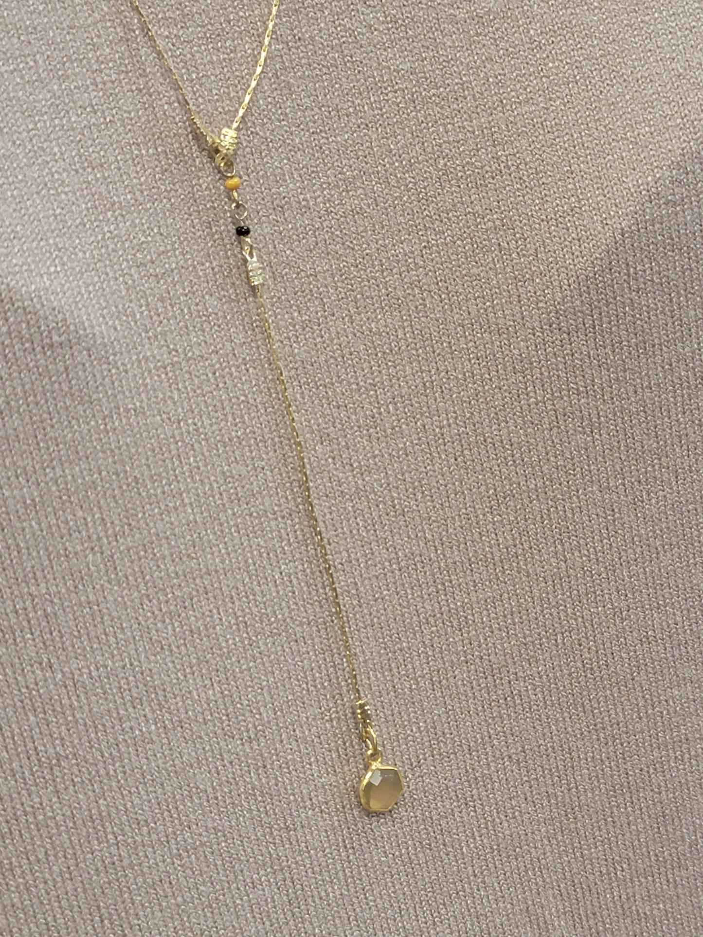Gold Double Layer Lariat Necklace