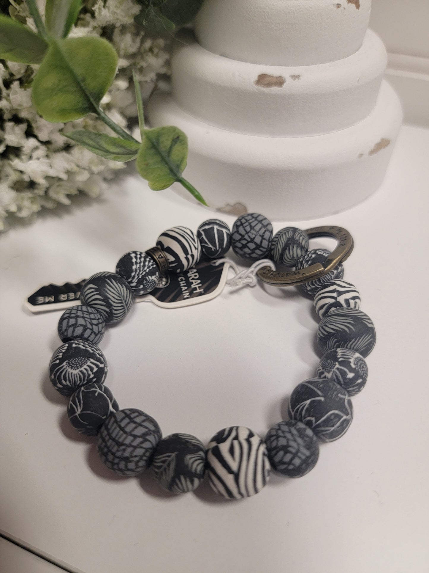 Black Beaded Key Chain