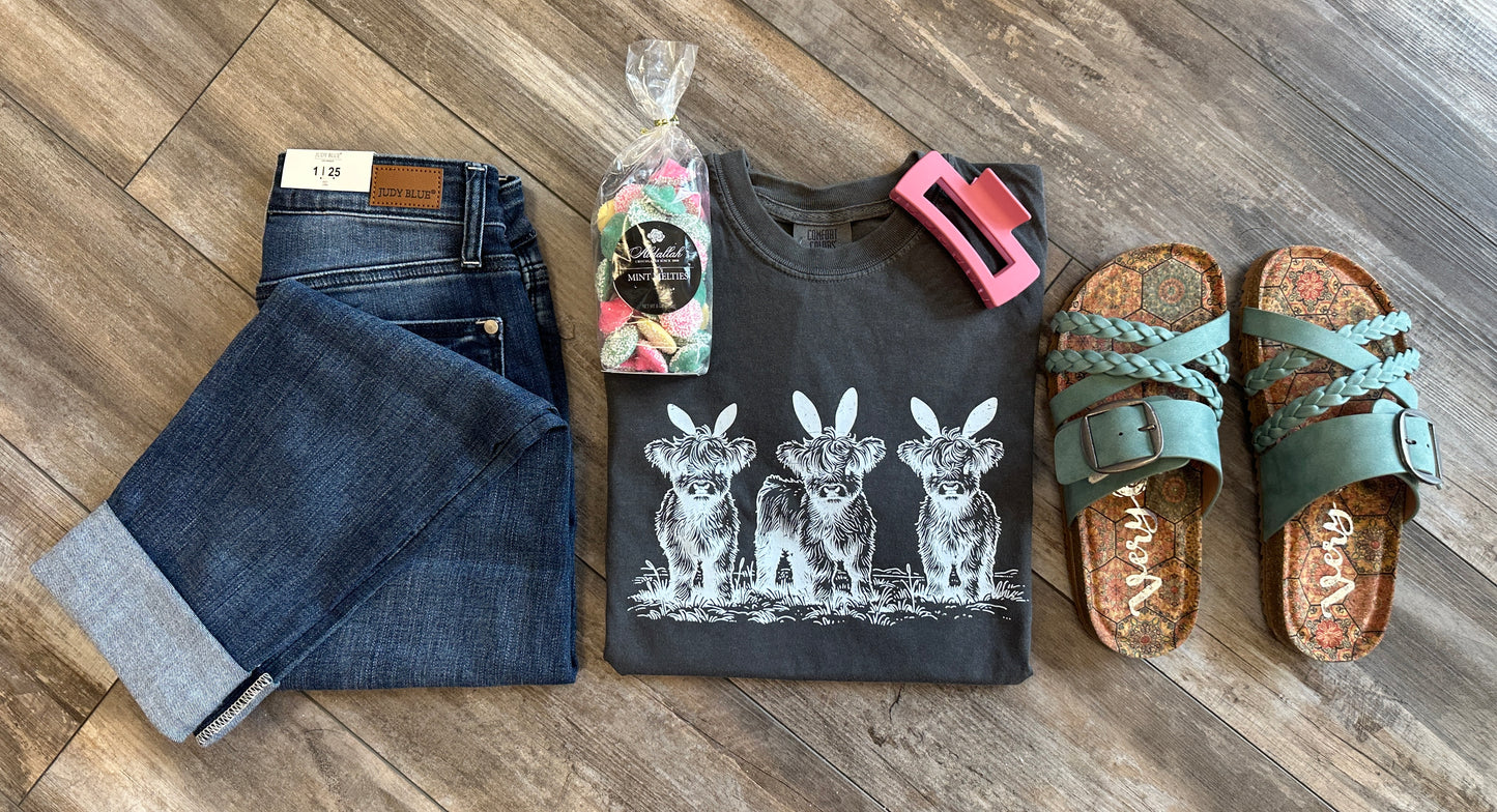 Highland Cow Bunnies Short Sleeve