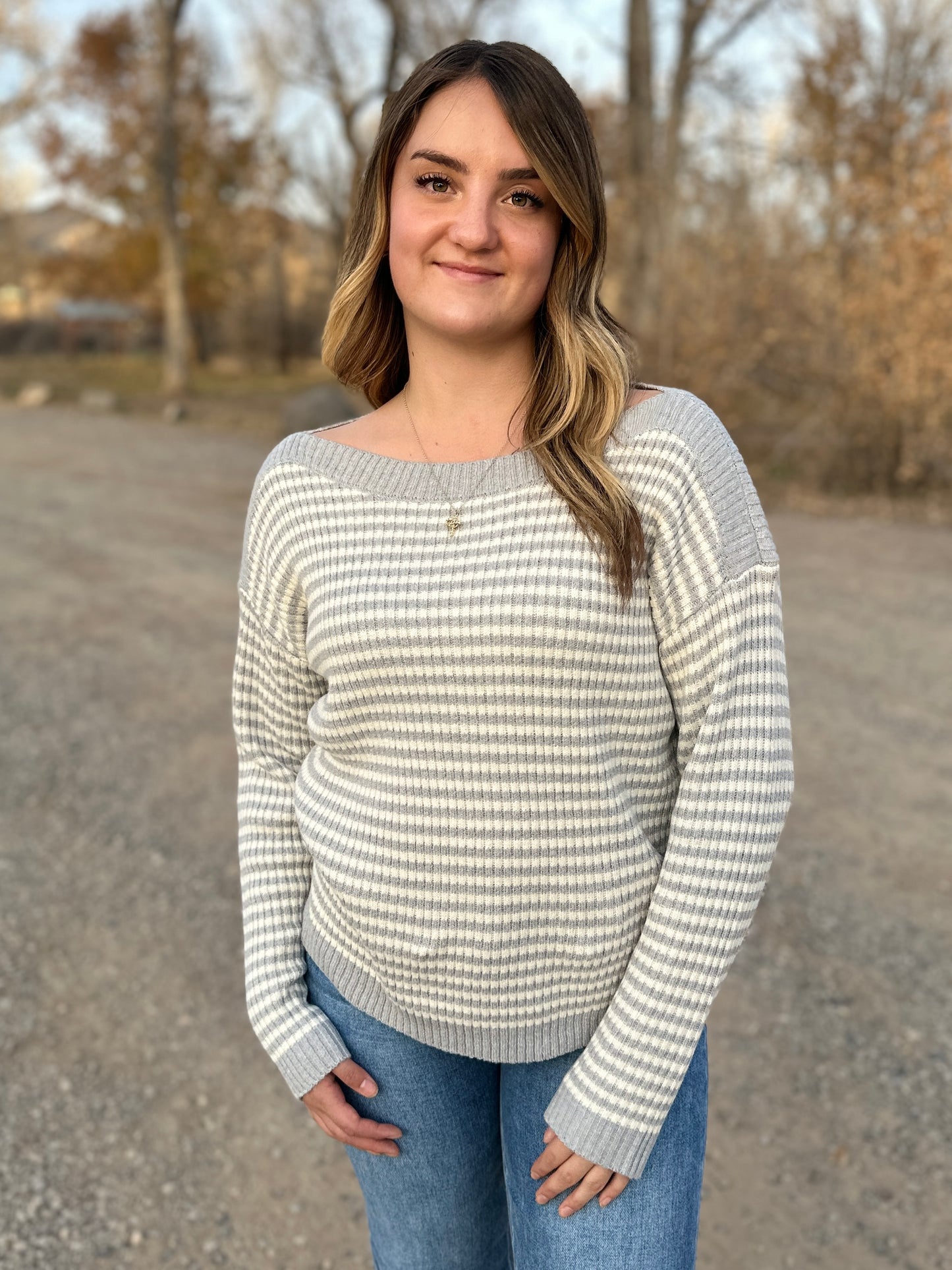 Striped Boat Neck Sweater