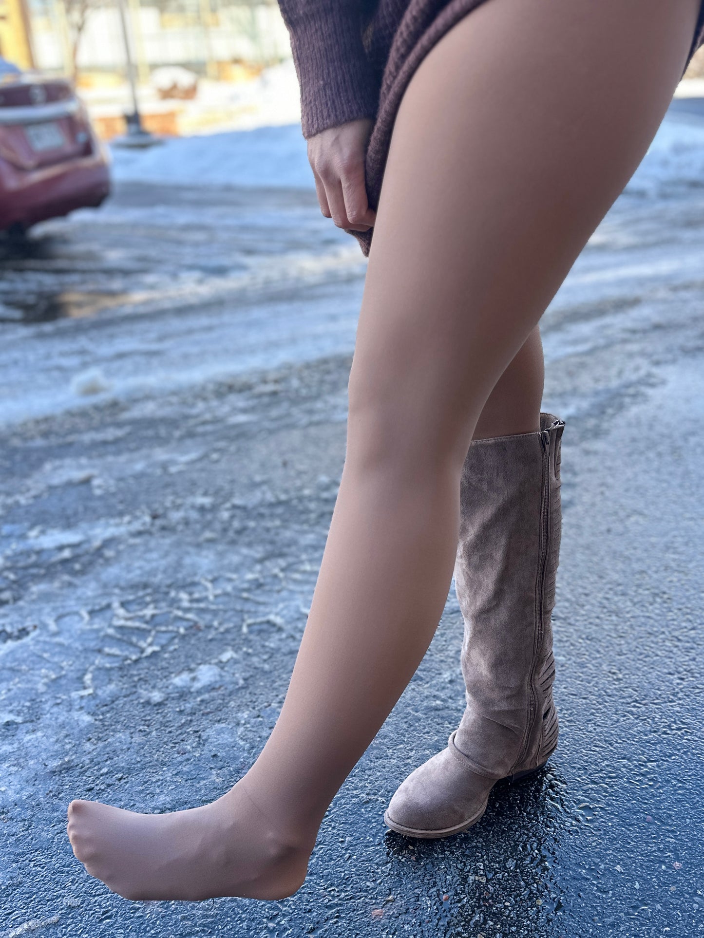 Fleece Lined Tights with Elastic Waistband