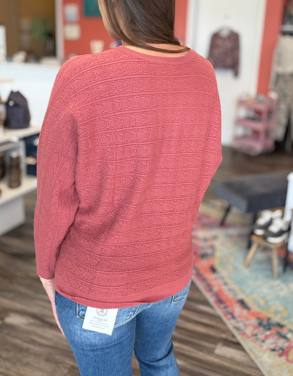 Rose Dolman Pointelle Sweater