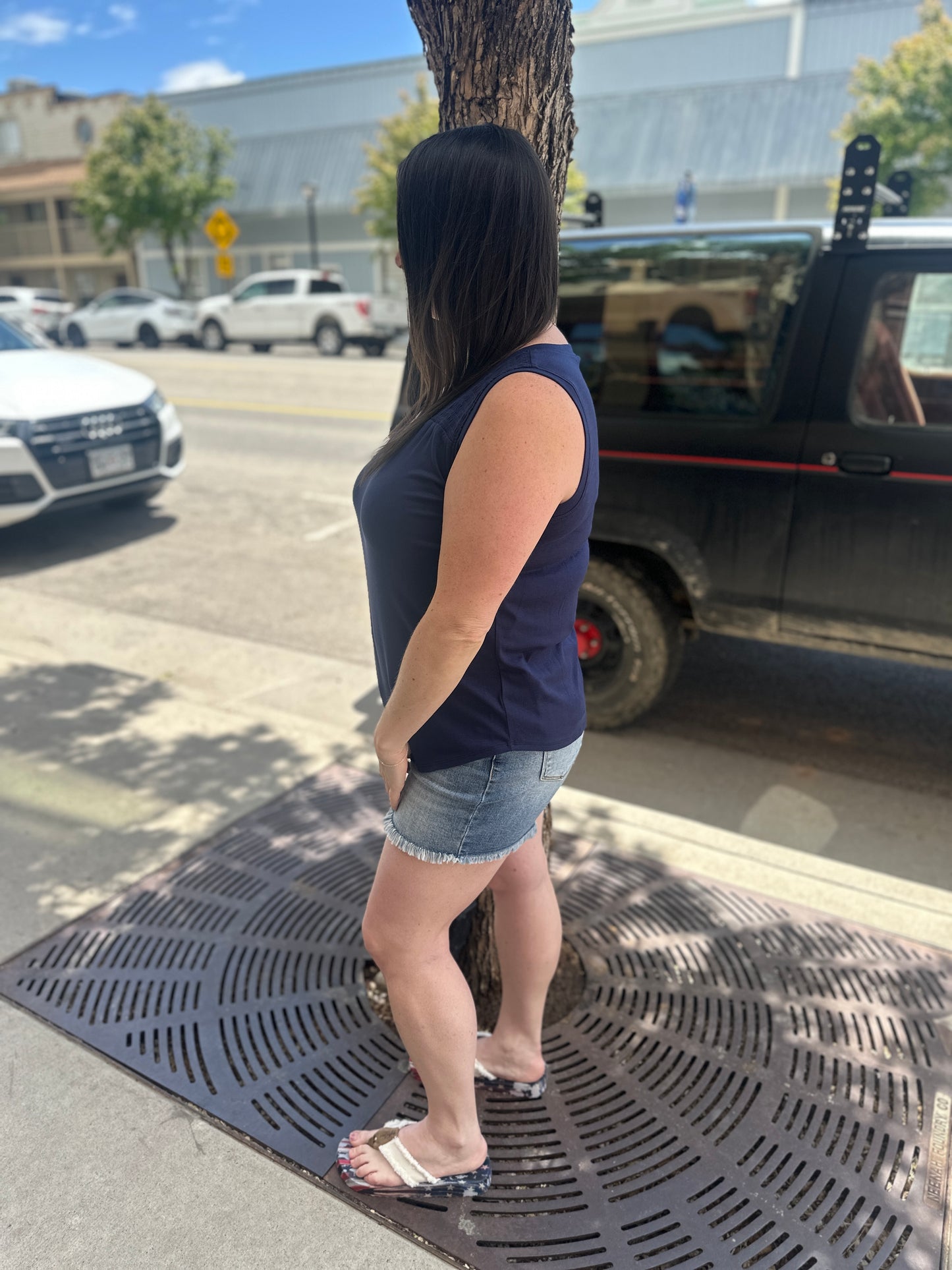 Smocked V-Neck Tank