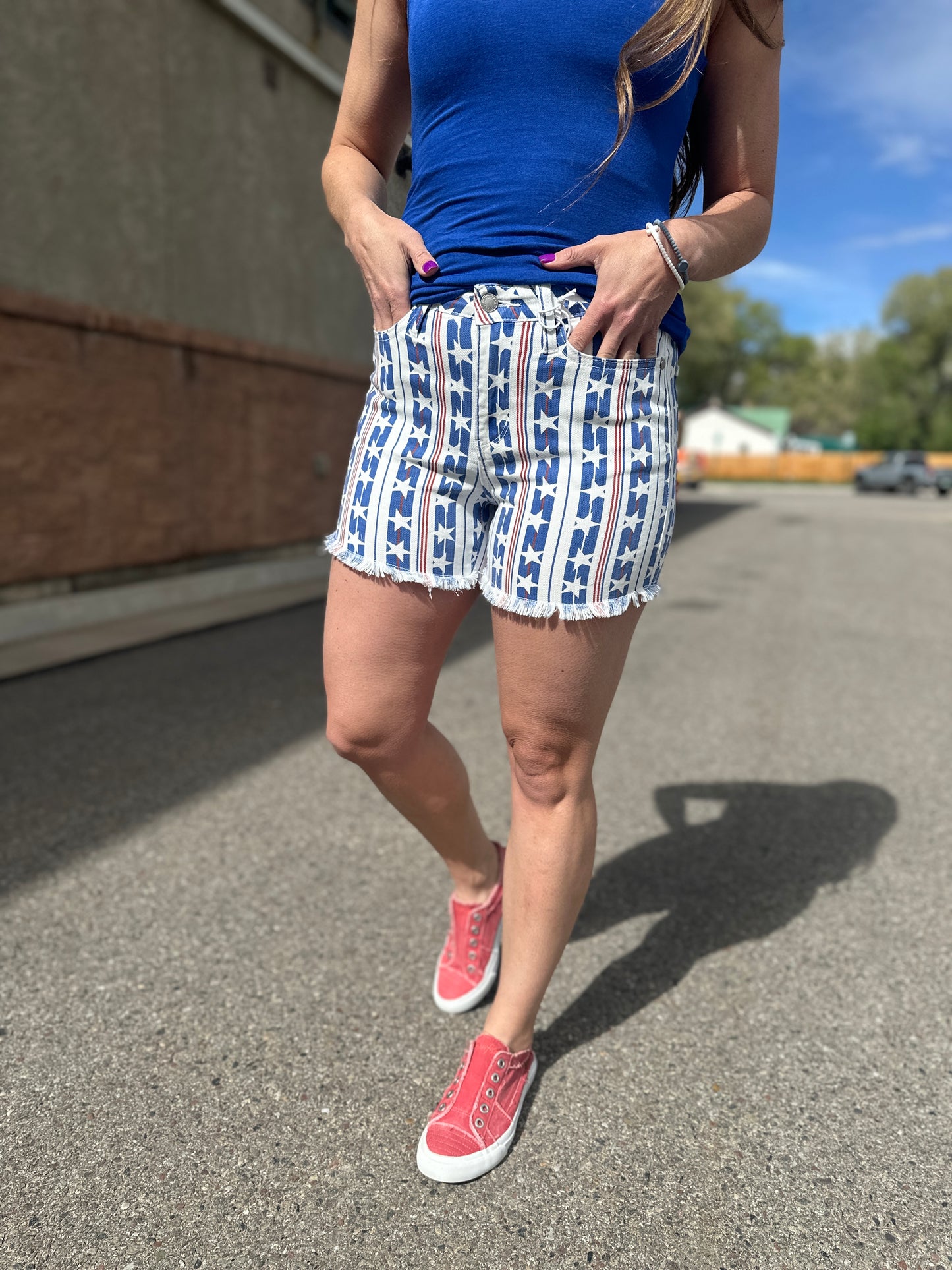 USA Star Fray Hem Shorts