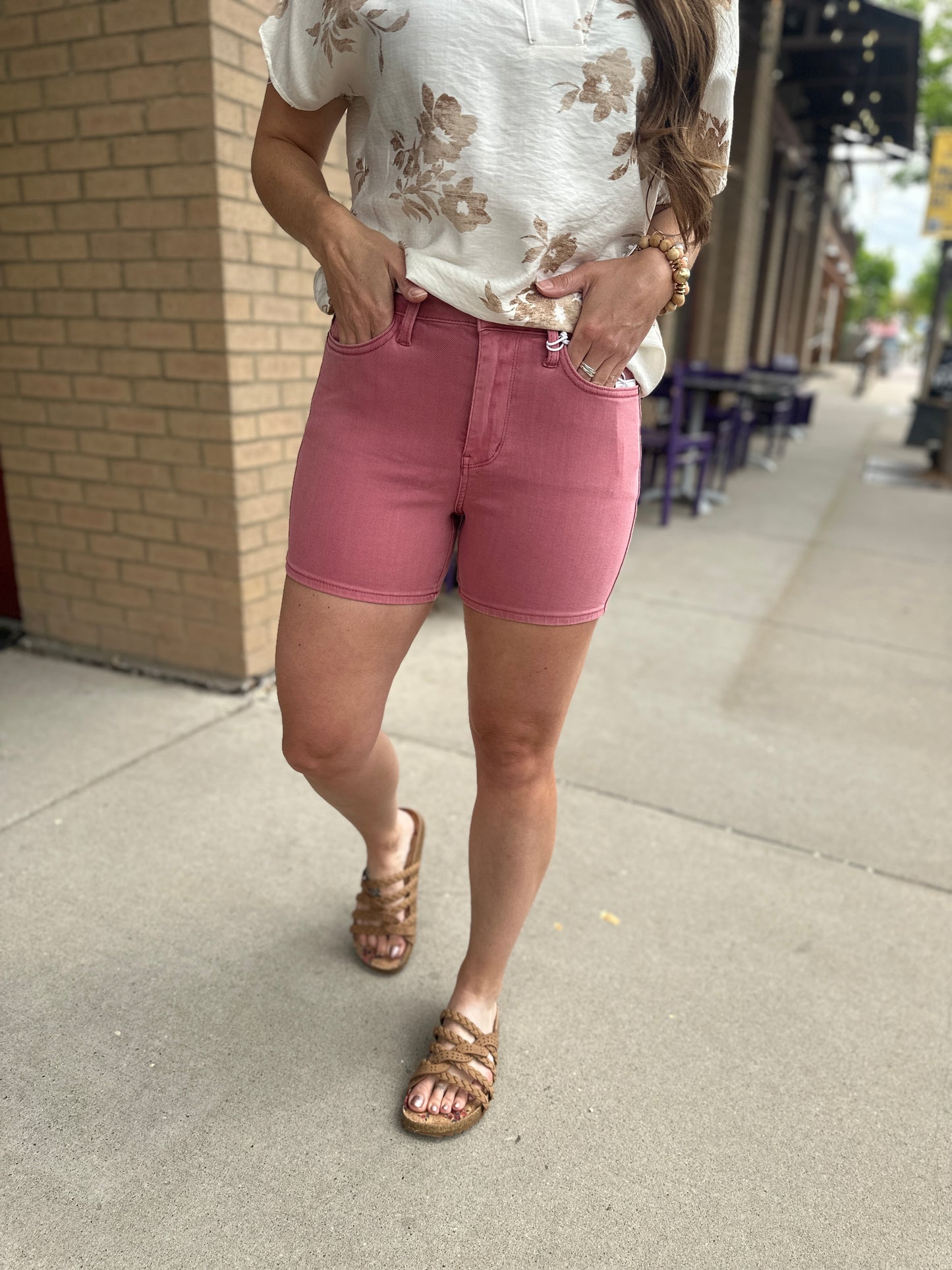 High Waist Rose Shorts