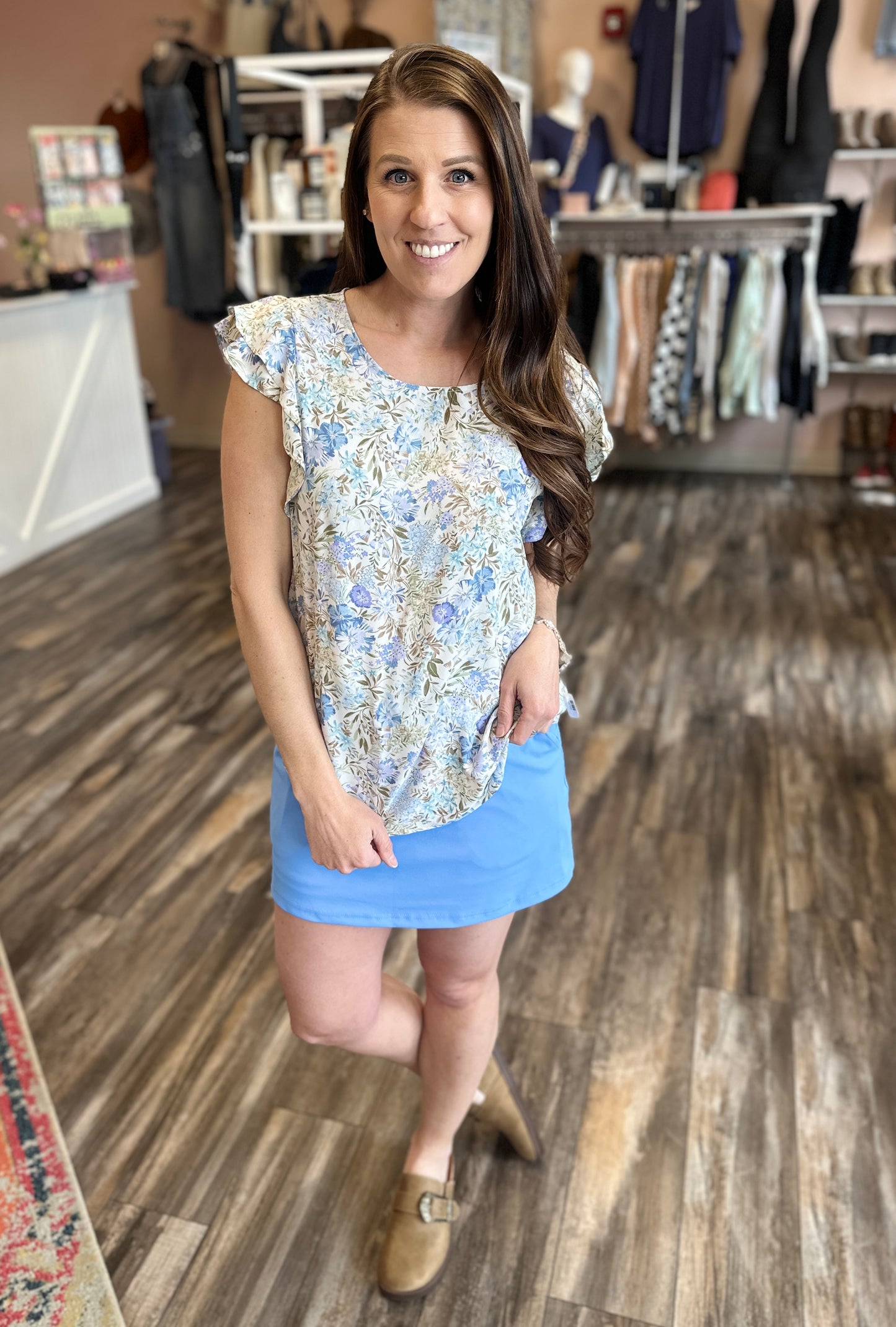Blue Floral Blouse