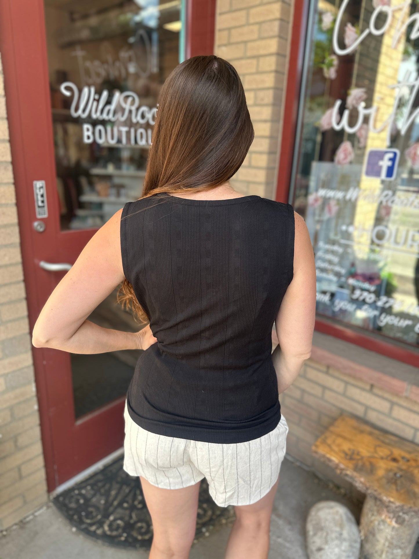 Textured Tank With Zipper Detail