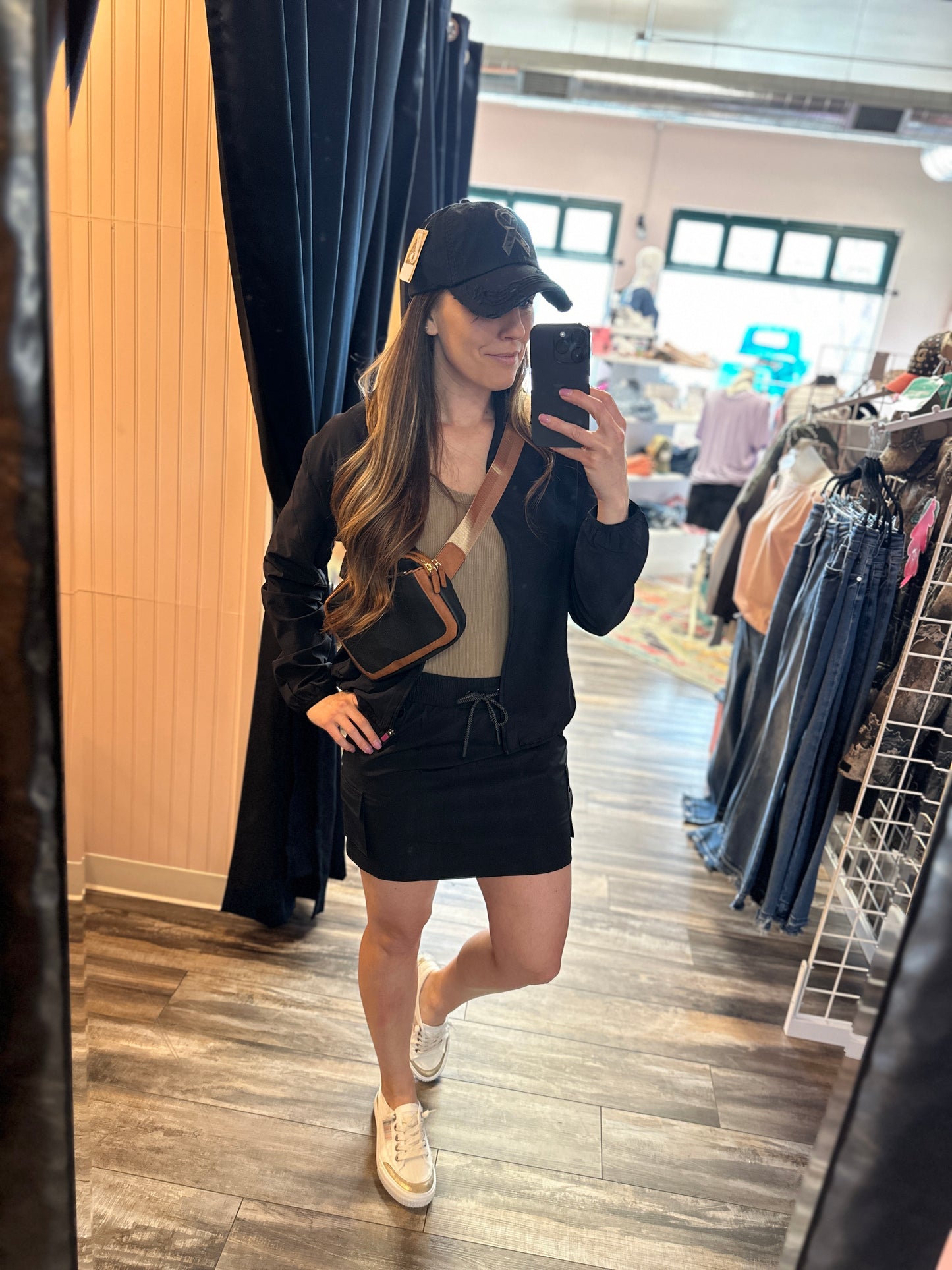 Black Utility Active Mini Skort