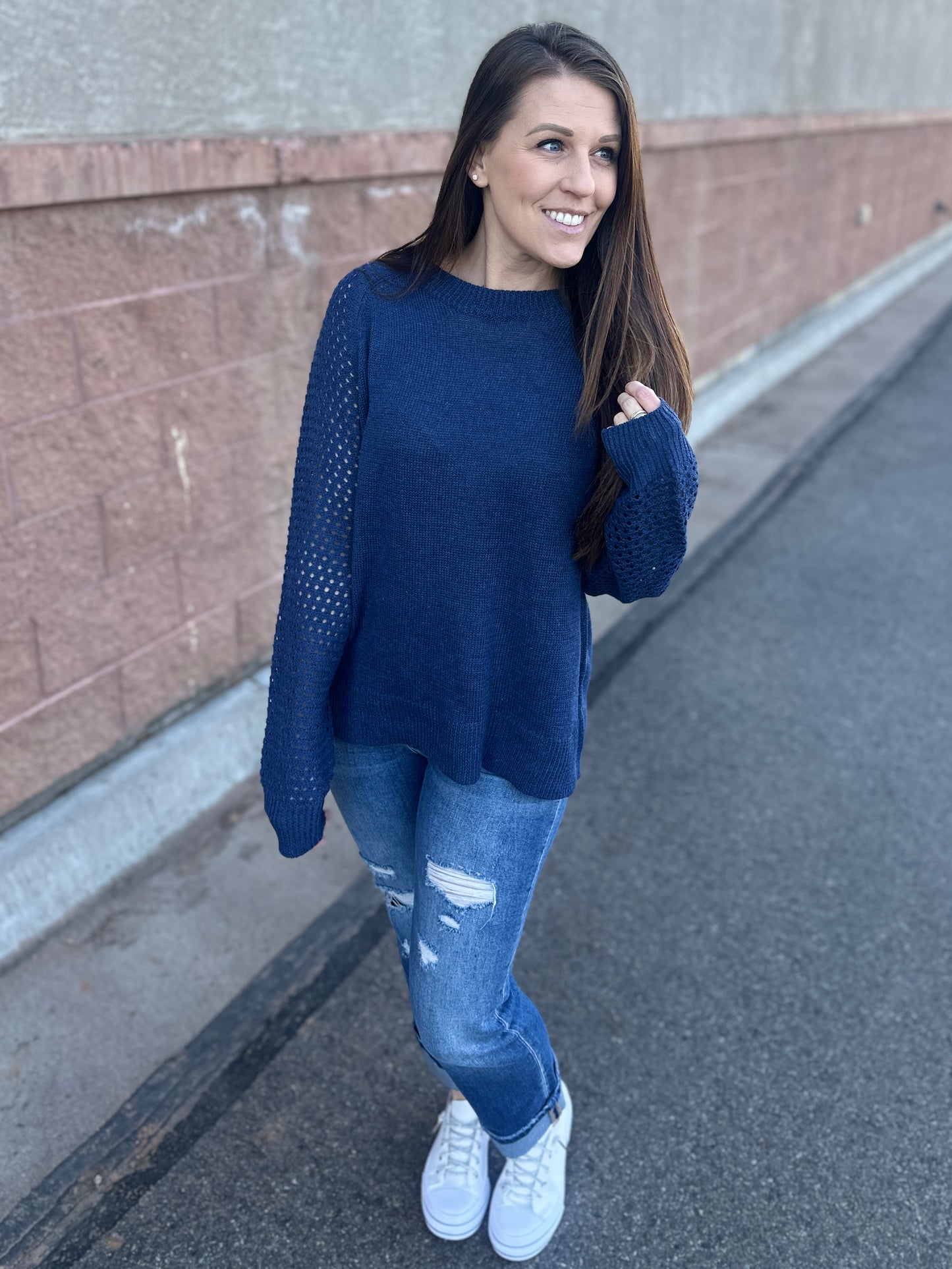 Open Knit Sleeve Top