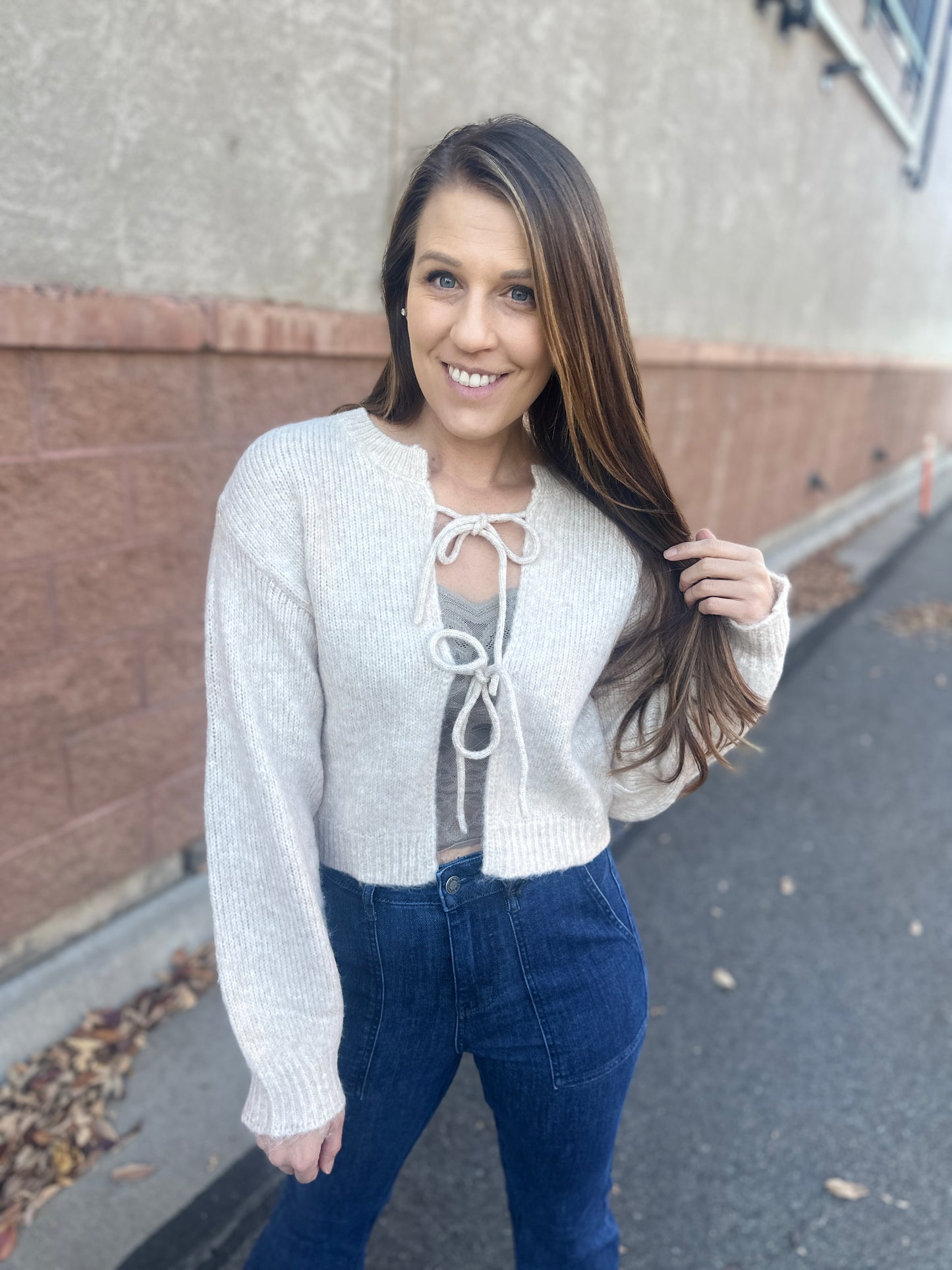 Bow Front Crop Sweater