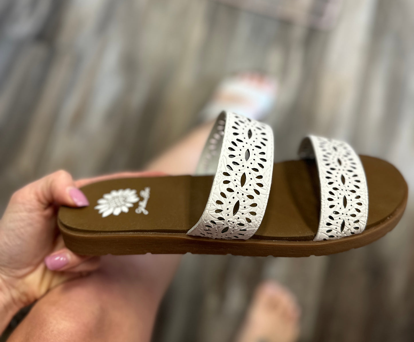 White Double Strap Sandals