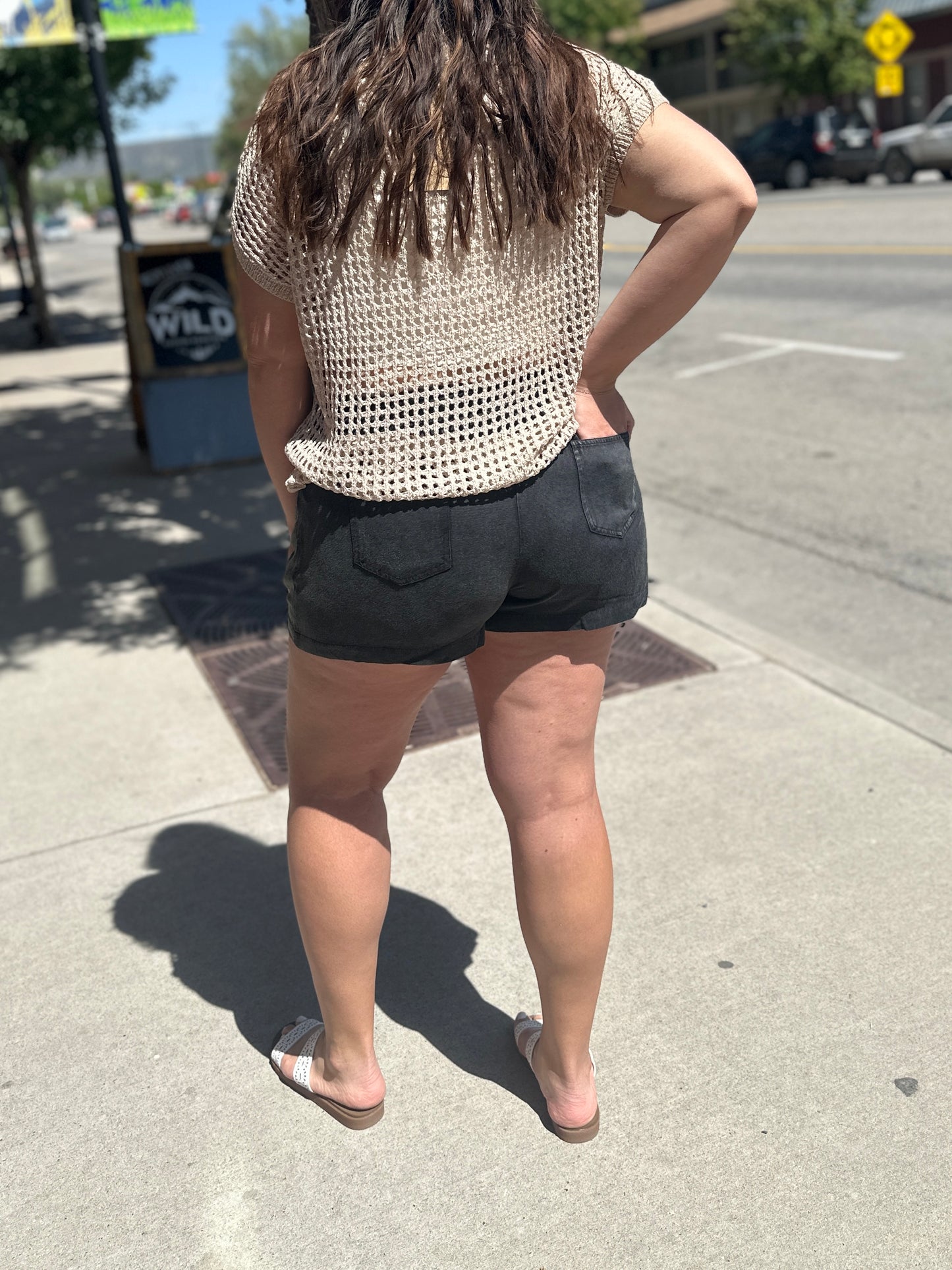 Vintage Wash Wide Leg Shorts