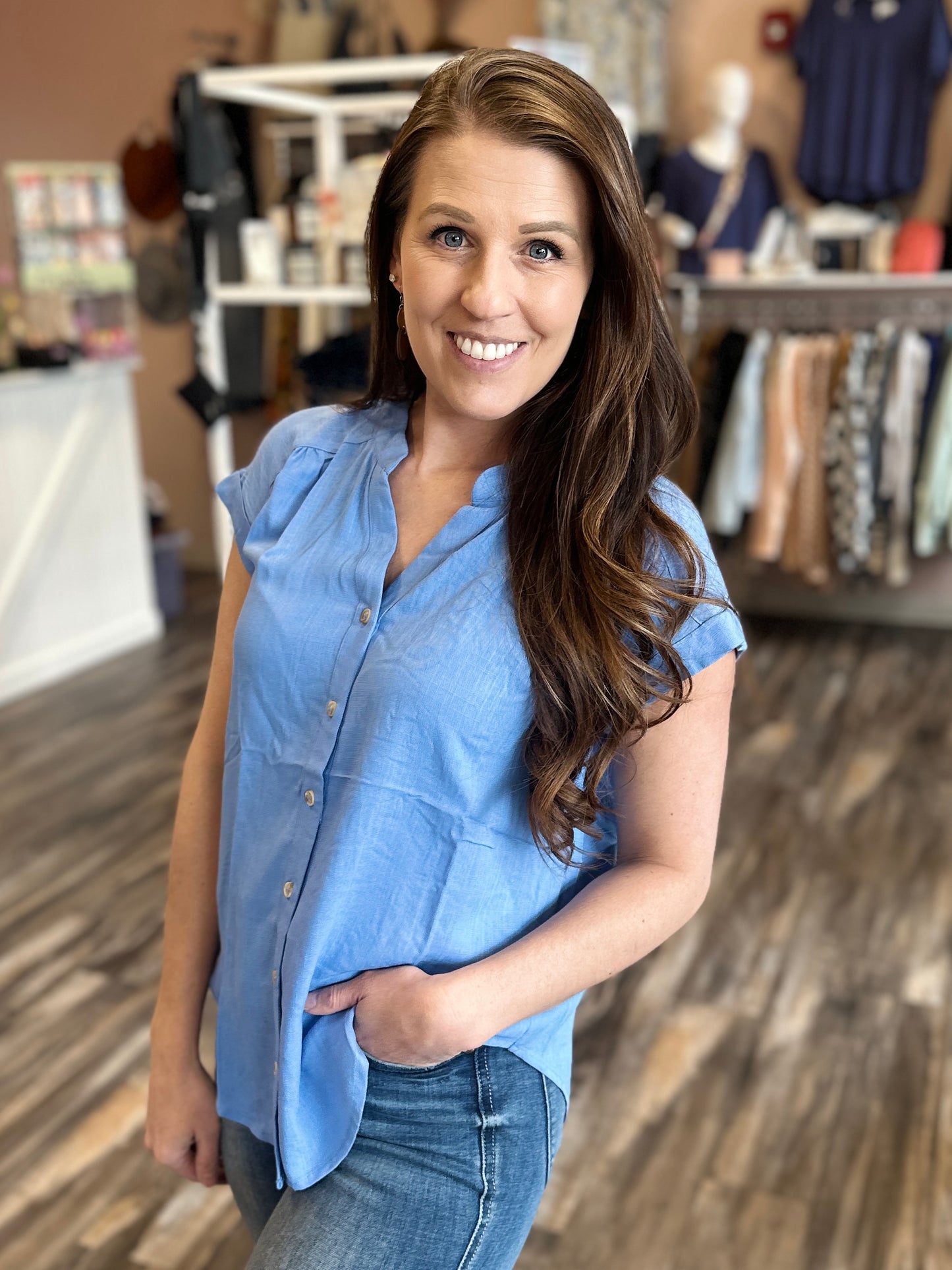Short Rolled Sleeve Button Down