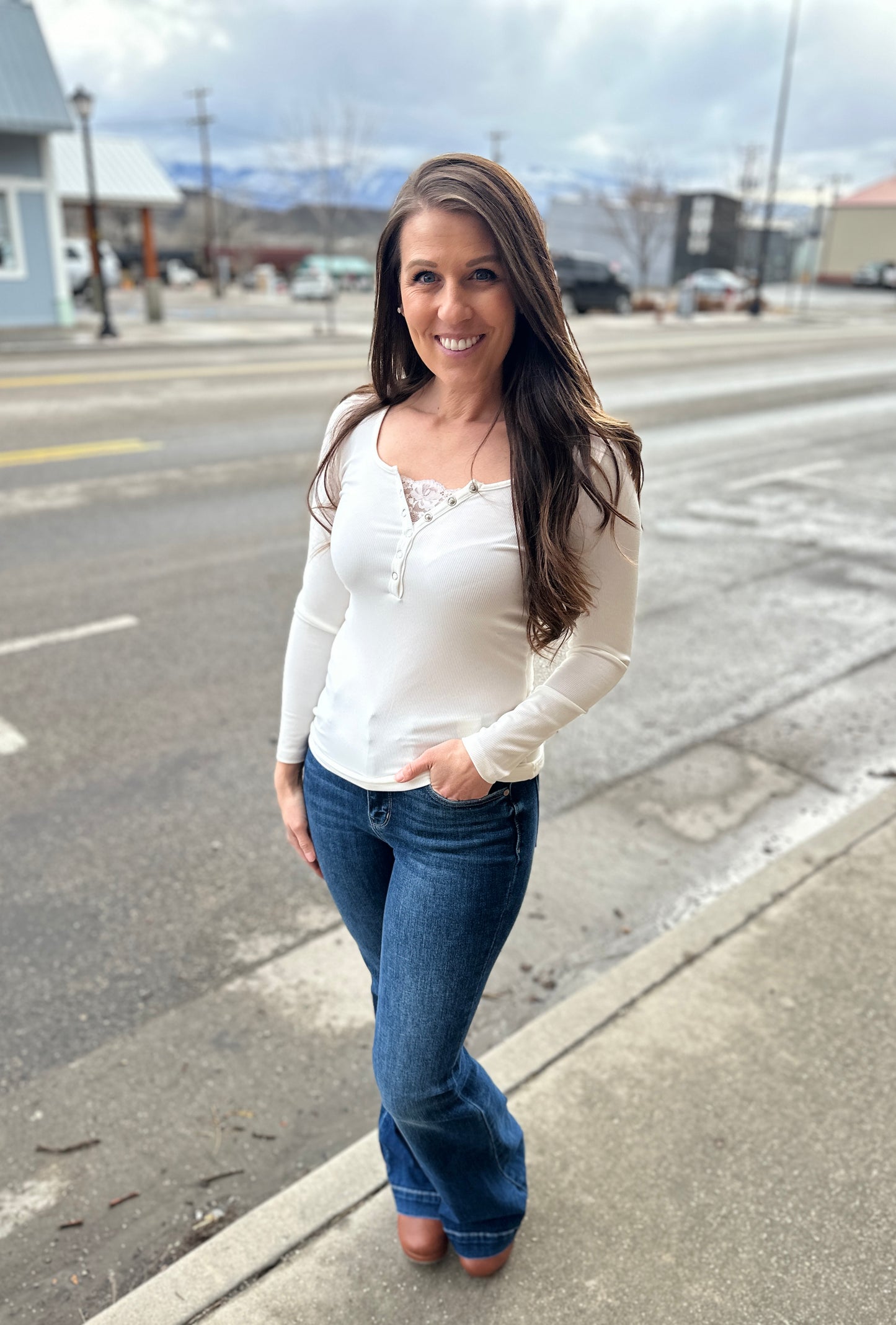 Peekaboo Lace Henley