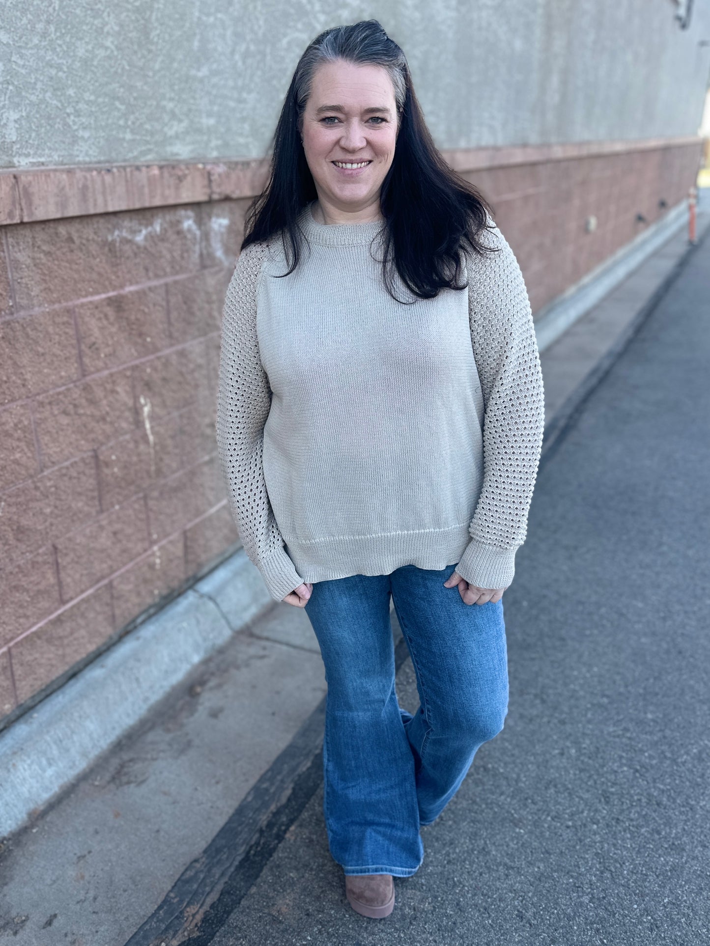 Open Knit Sleeve Top